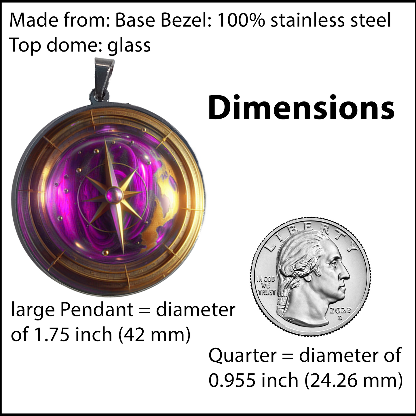 COMPASS-PINK-LARGE PENDANT