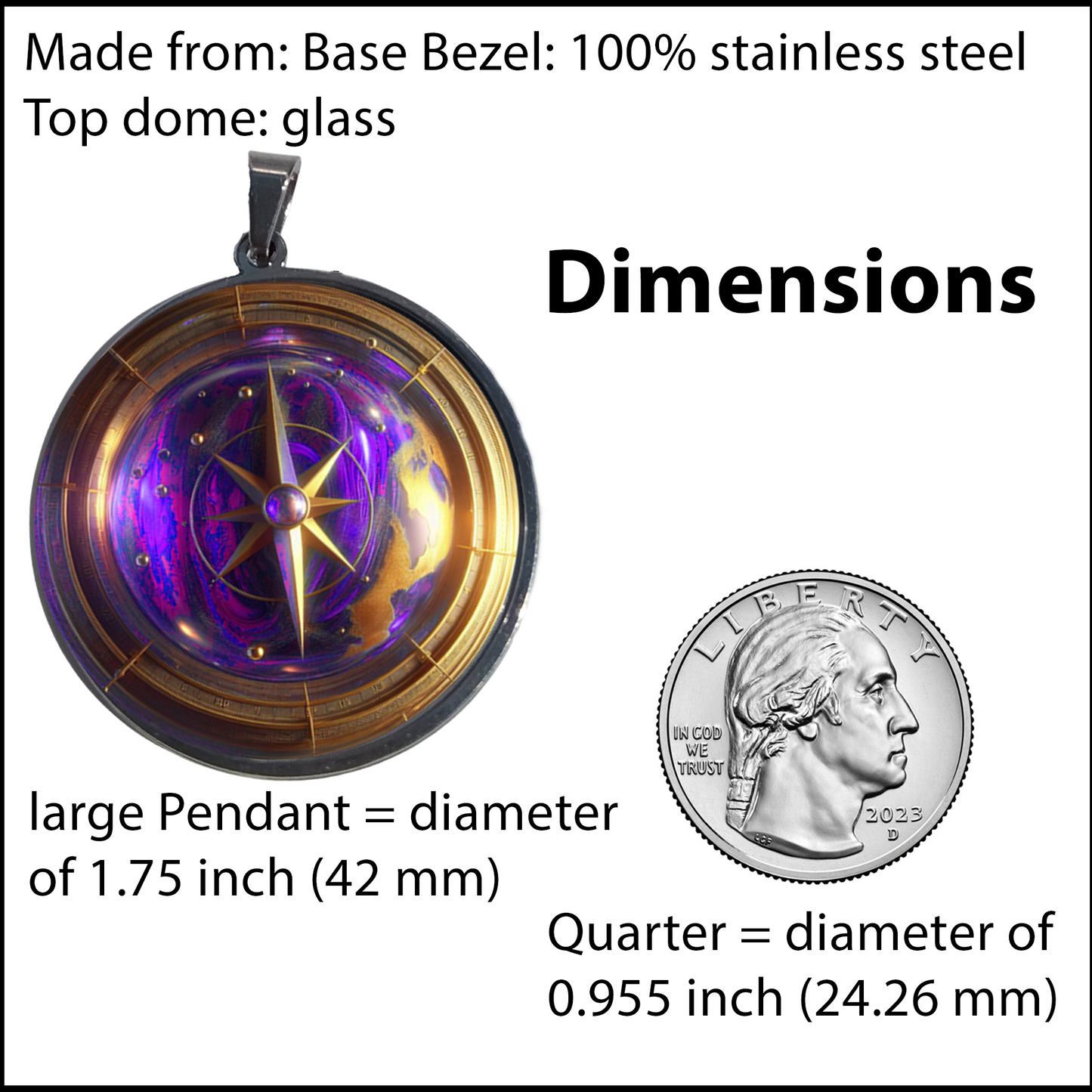 COMPASS-PURPLE-LARGE PENDANT