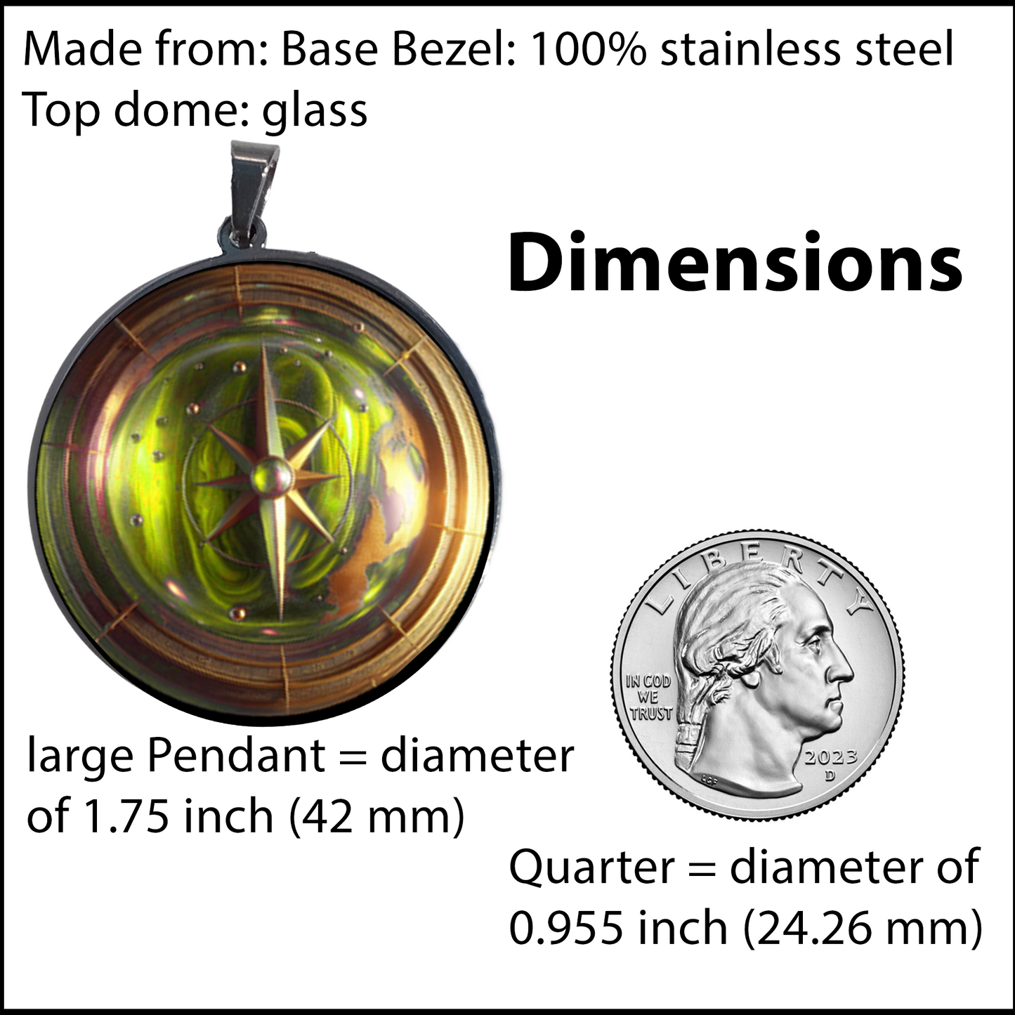 COMPASS-YELLOW-LARGE PENDANT