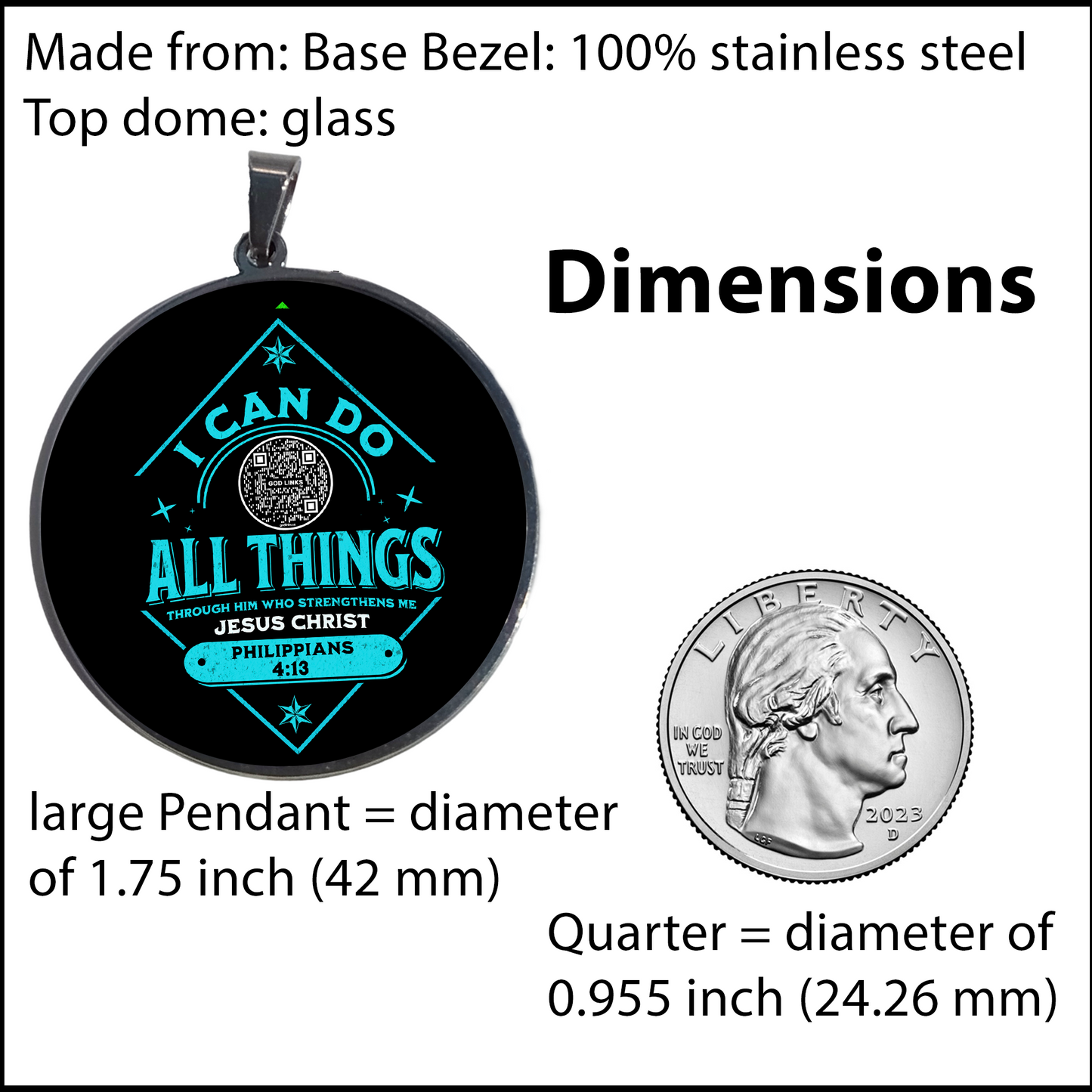 I CAN DO ALL THINGS-BLUE-LARGE PENDANT