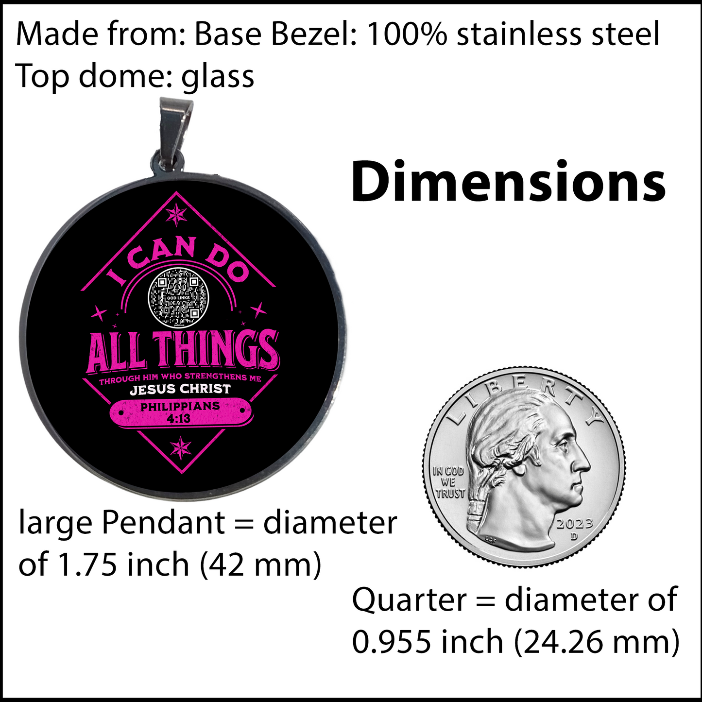 I CAN DO ALL THINGS-PINK-LARGE PENDANT