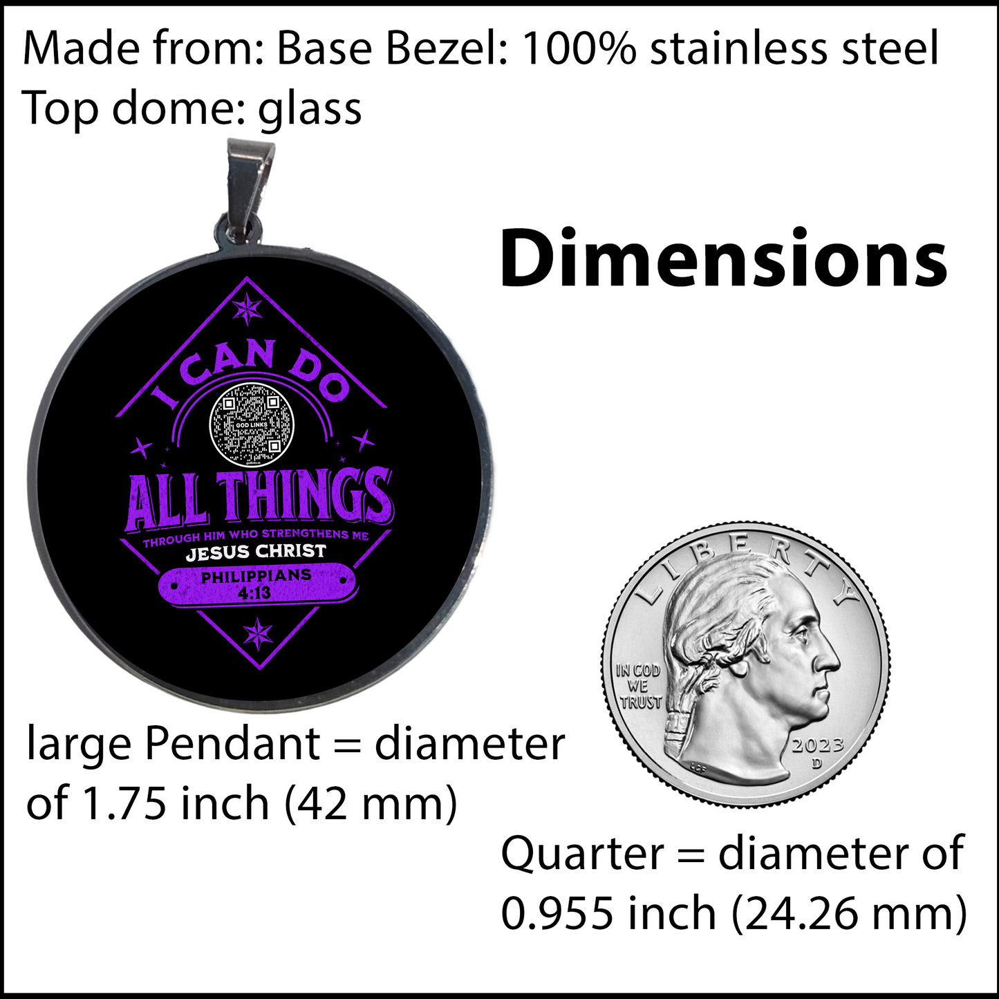I CAN DO ALL THINGS-PURPLE-LARGE PENDANT