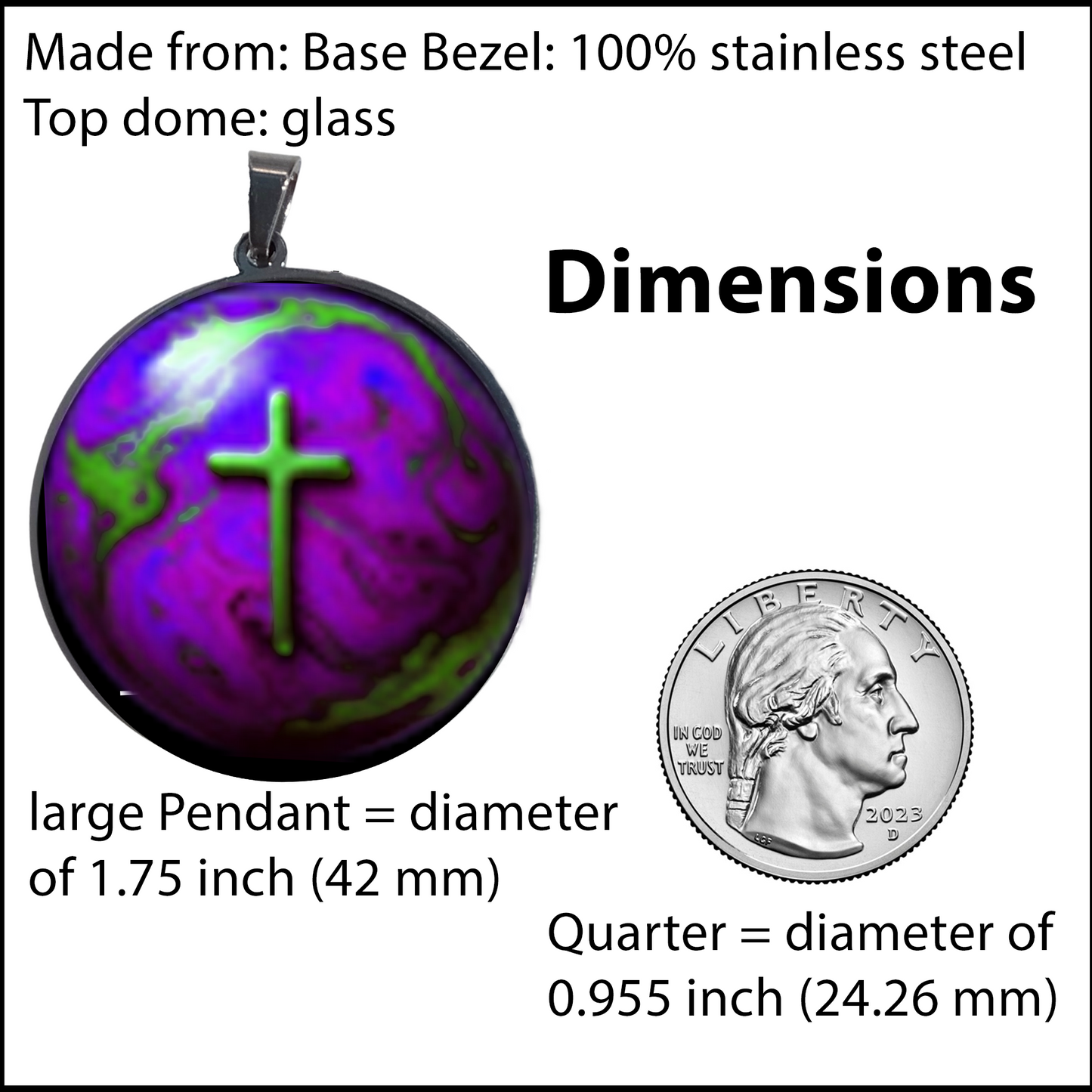 WORLD AND CROSS-PURPLE-LARGE PENDANT