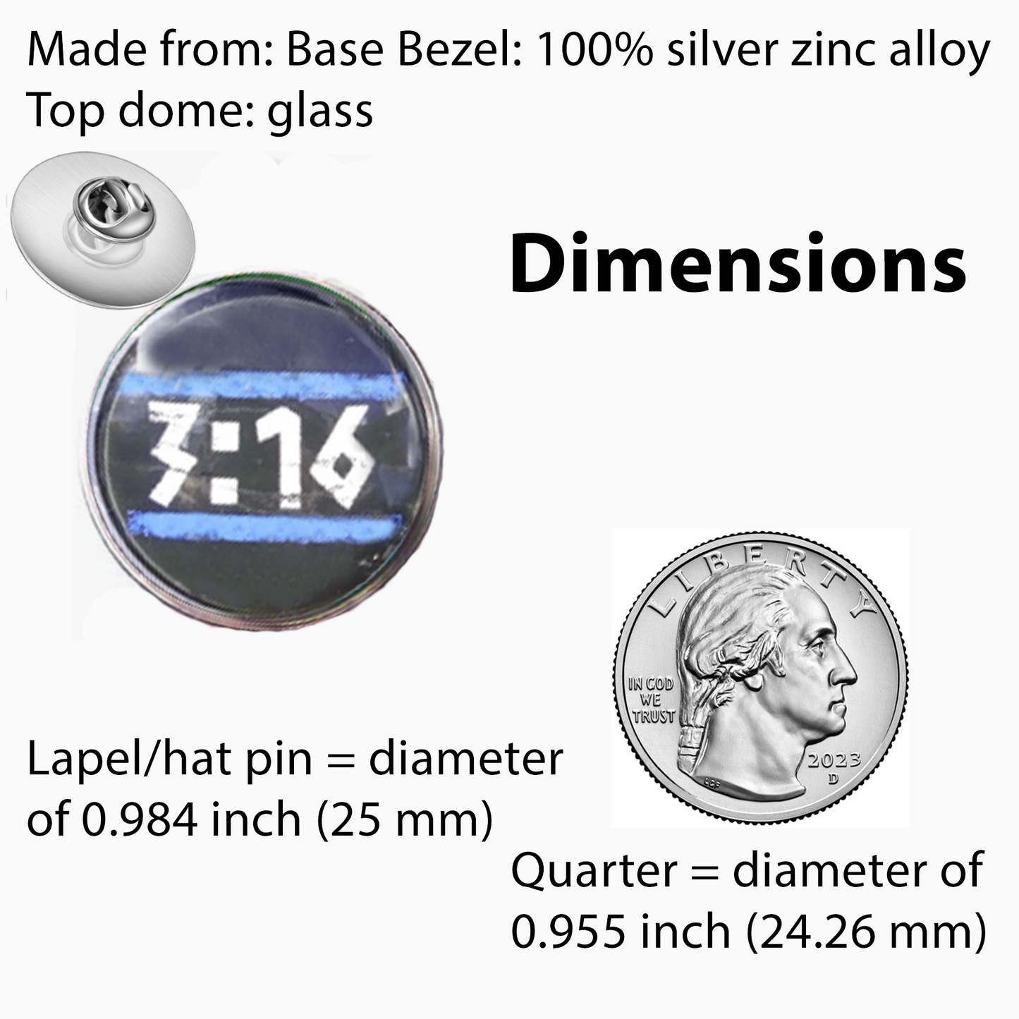 3:16-BLUE-LAPEL/HAT PIN