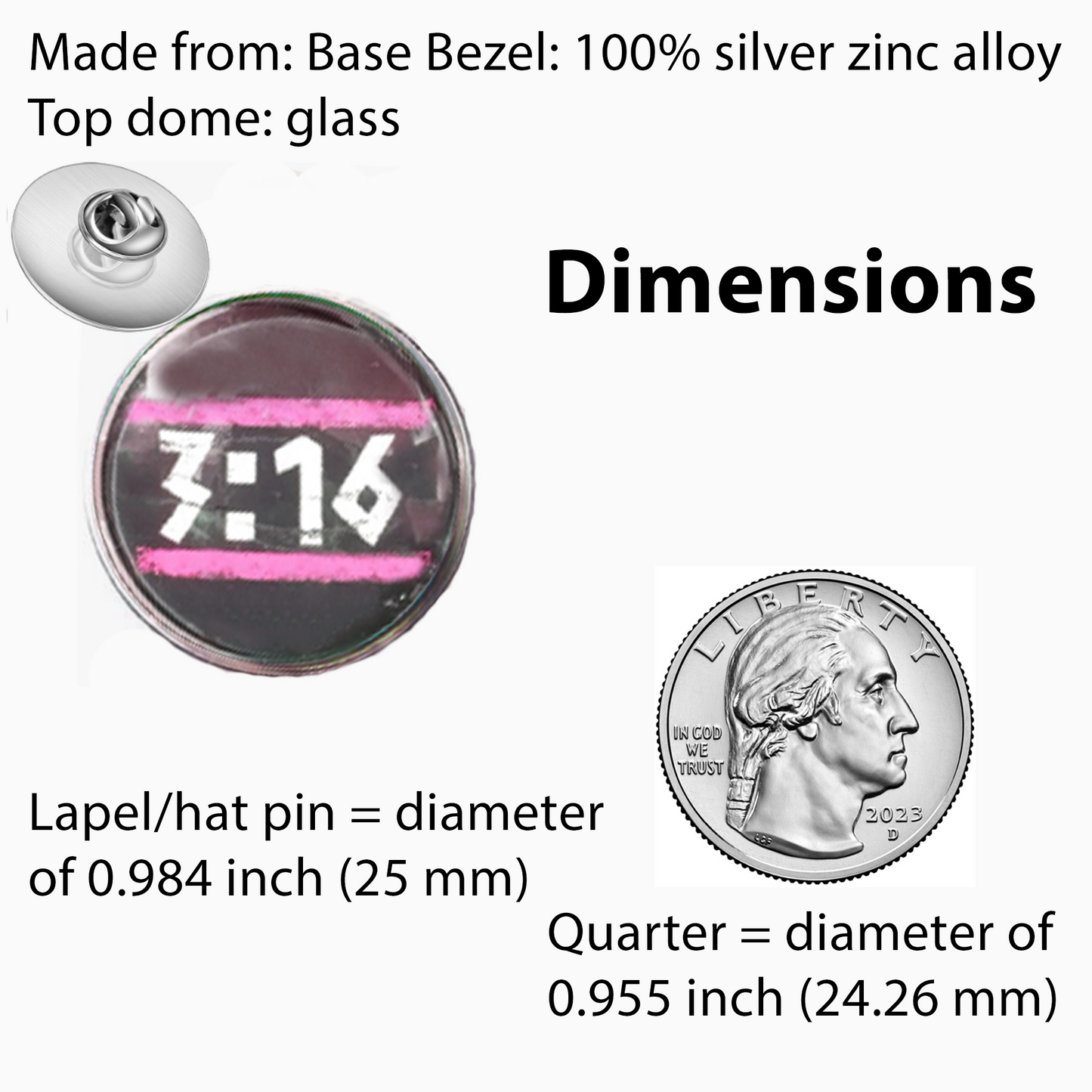 3:16-PINK-LAPEL/HAT PIN