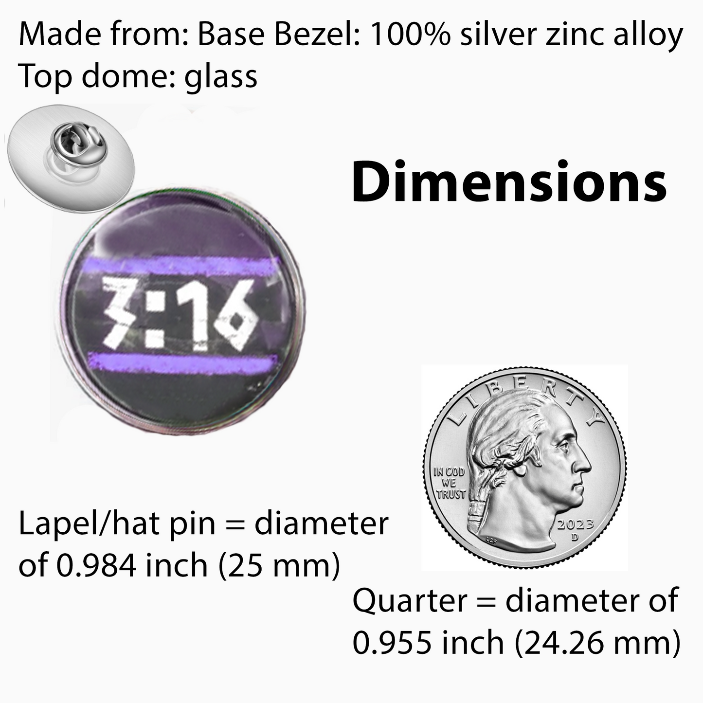 3:16-PURPLE LAPEL/HAT PIN