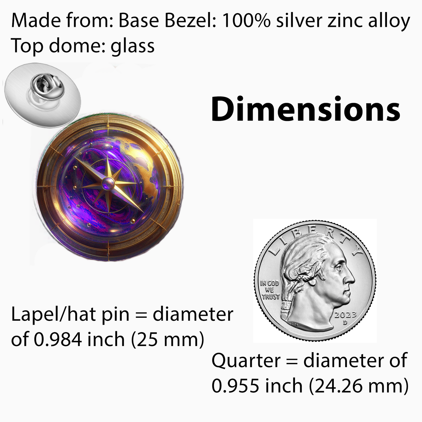 COMPASS-PURPLE-LAPEL/HAT PIN