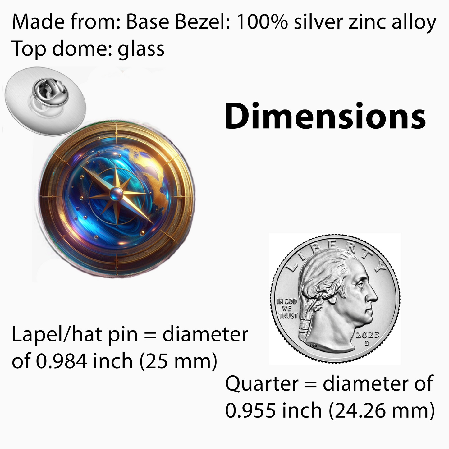 COMPASS-BLUE-LAPEL/HAT PIN