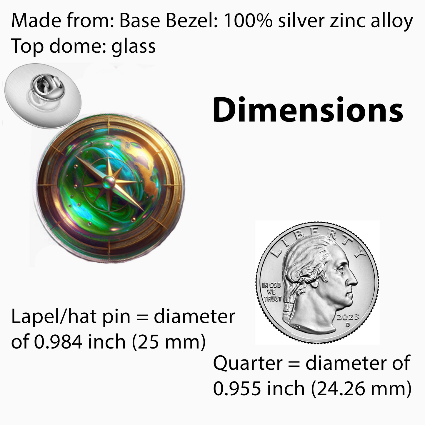 COMPASS-GREEN-LAPEL/HAT PIN