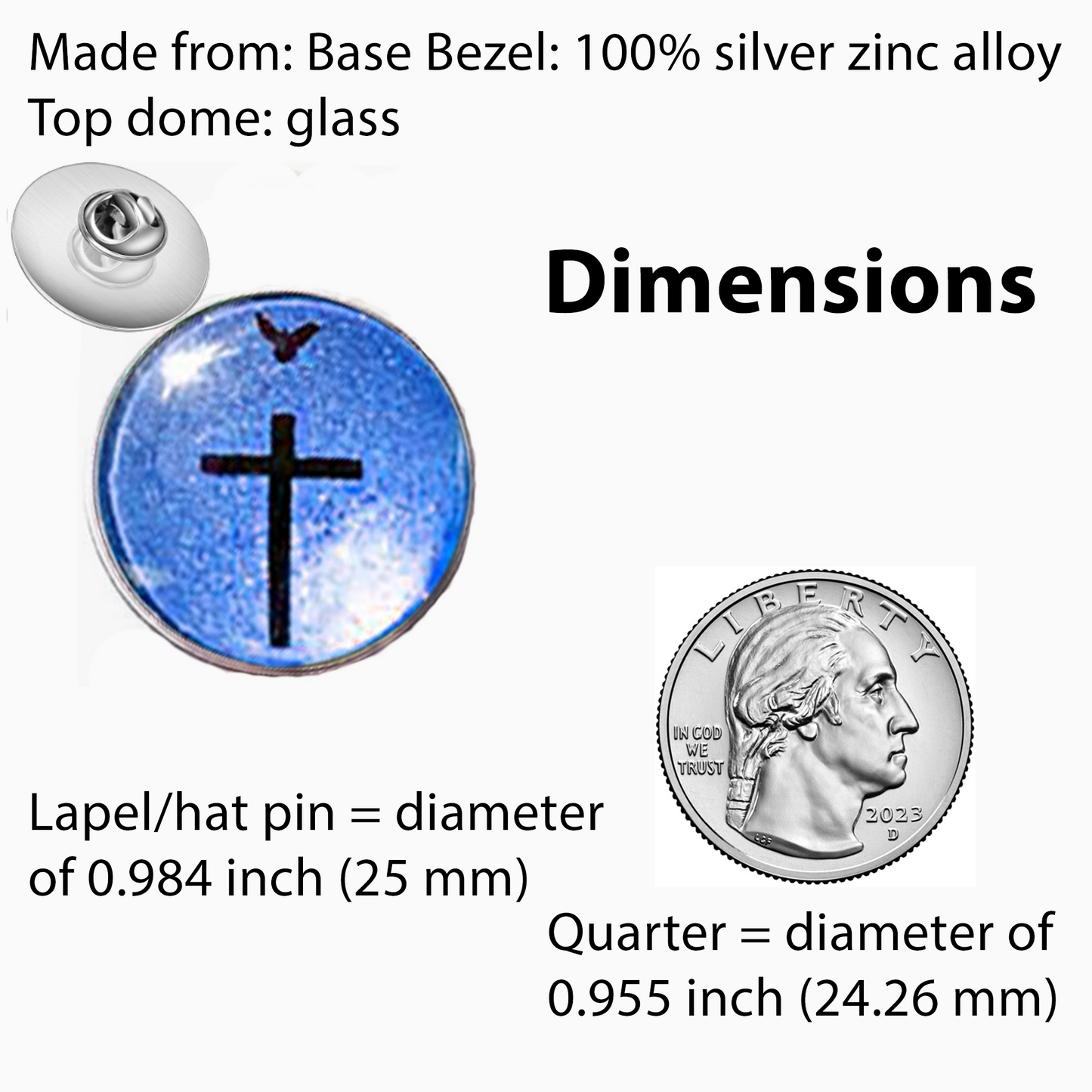 DOVE AND CROSS-BLUE-LAPEL/HAT PIN