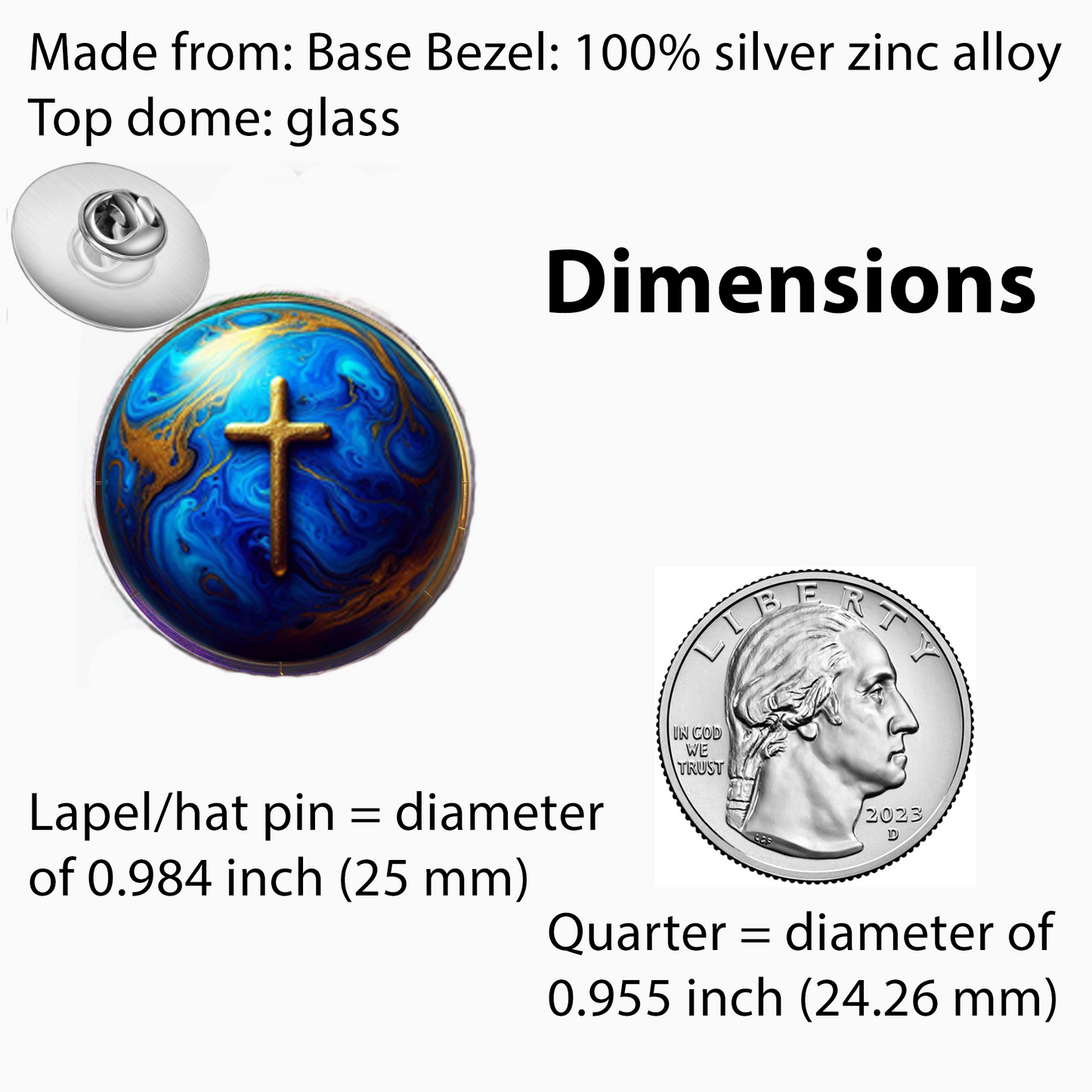 WORLD AND CROSS-BLUE-LAPEL/HAT PIN