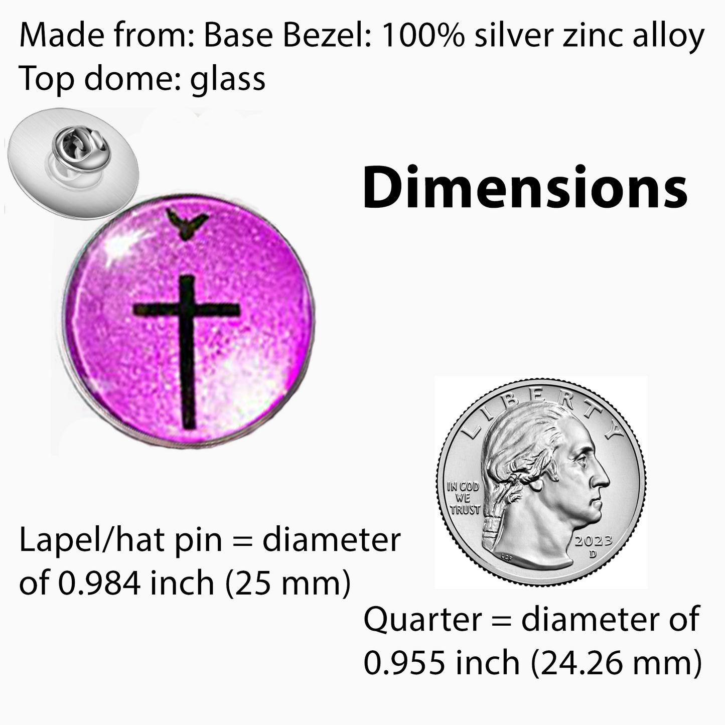 DOVE AND CROSS-PINK-LAPEL/HAT PIN