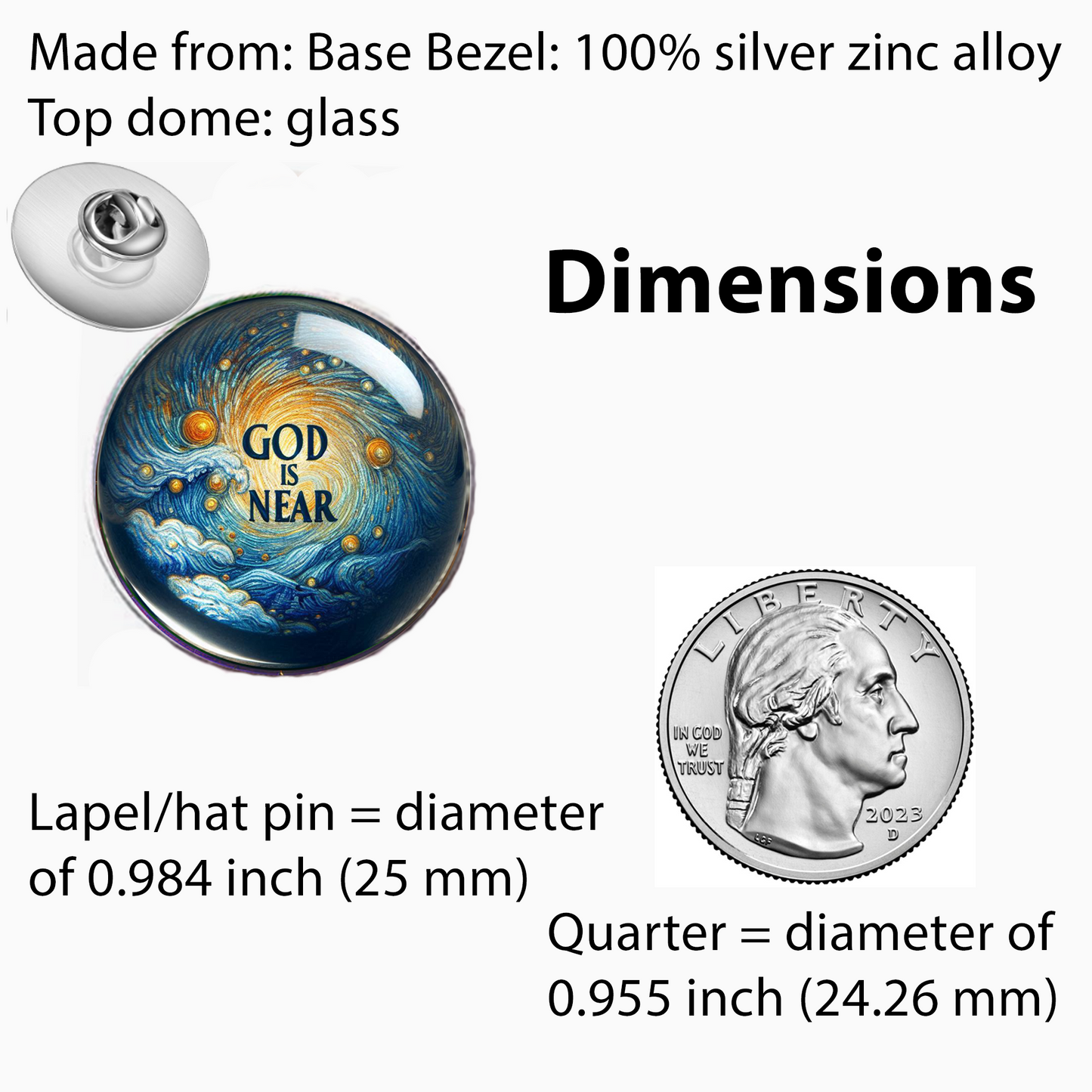 GOD IS NEAR-BLUE-LAPEL/HAT PIN