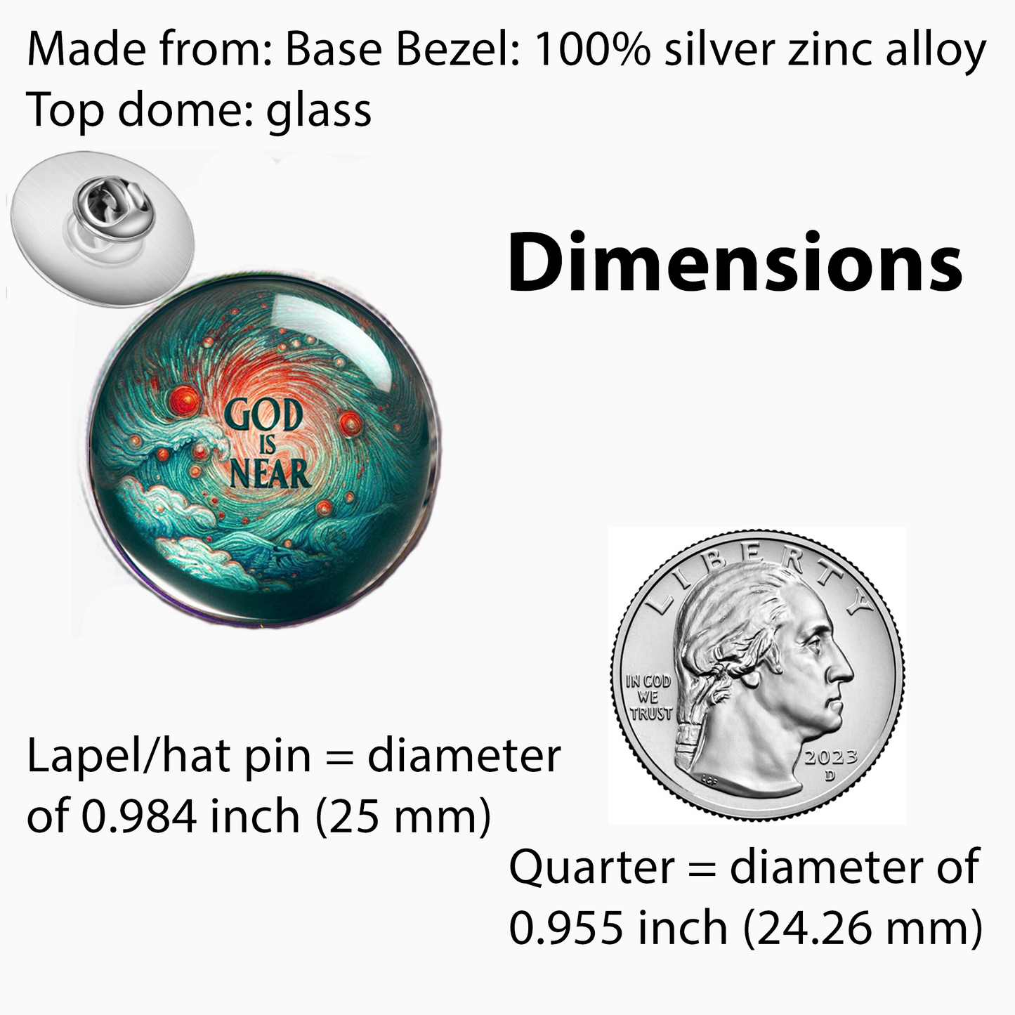 GOD IS NEAR-GREEN-LAPEL/HAT PIN