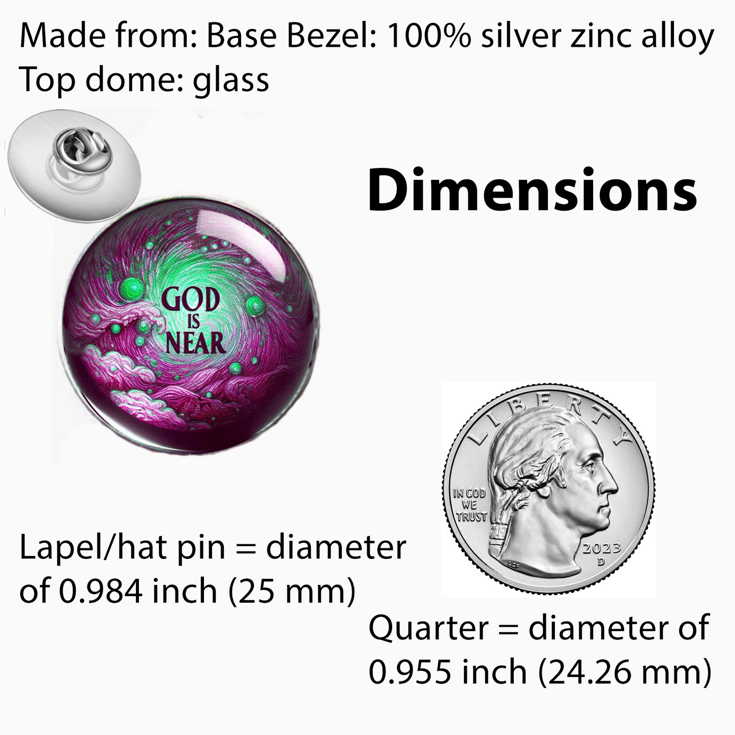 GOD IS NEAR-PINK-LAPEL/HAT PIN