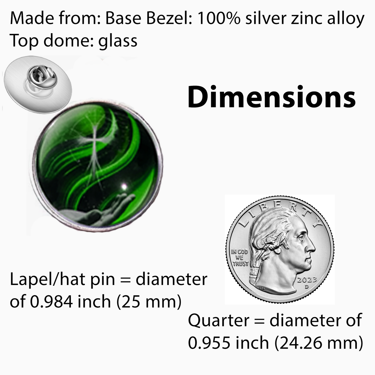 HAND AND CROSS-GREEN-LAPEL/HAT PIN