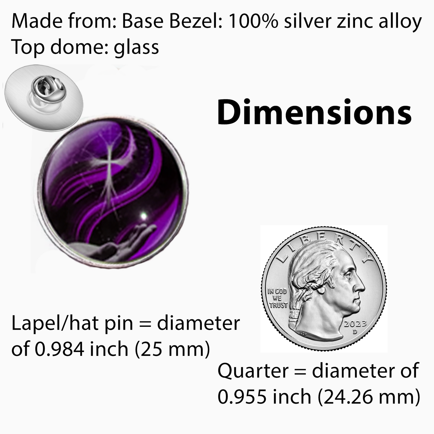 HAND AND CROSS-PURPLE-LAPEL/HAT PIN
