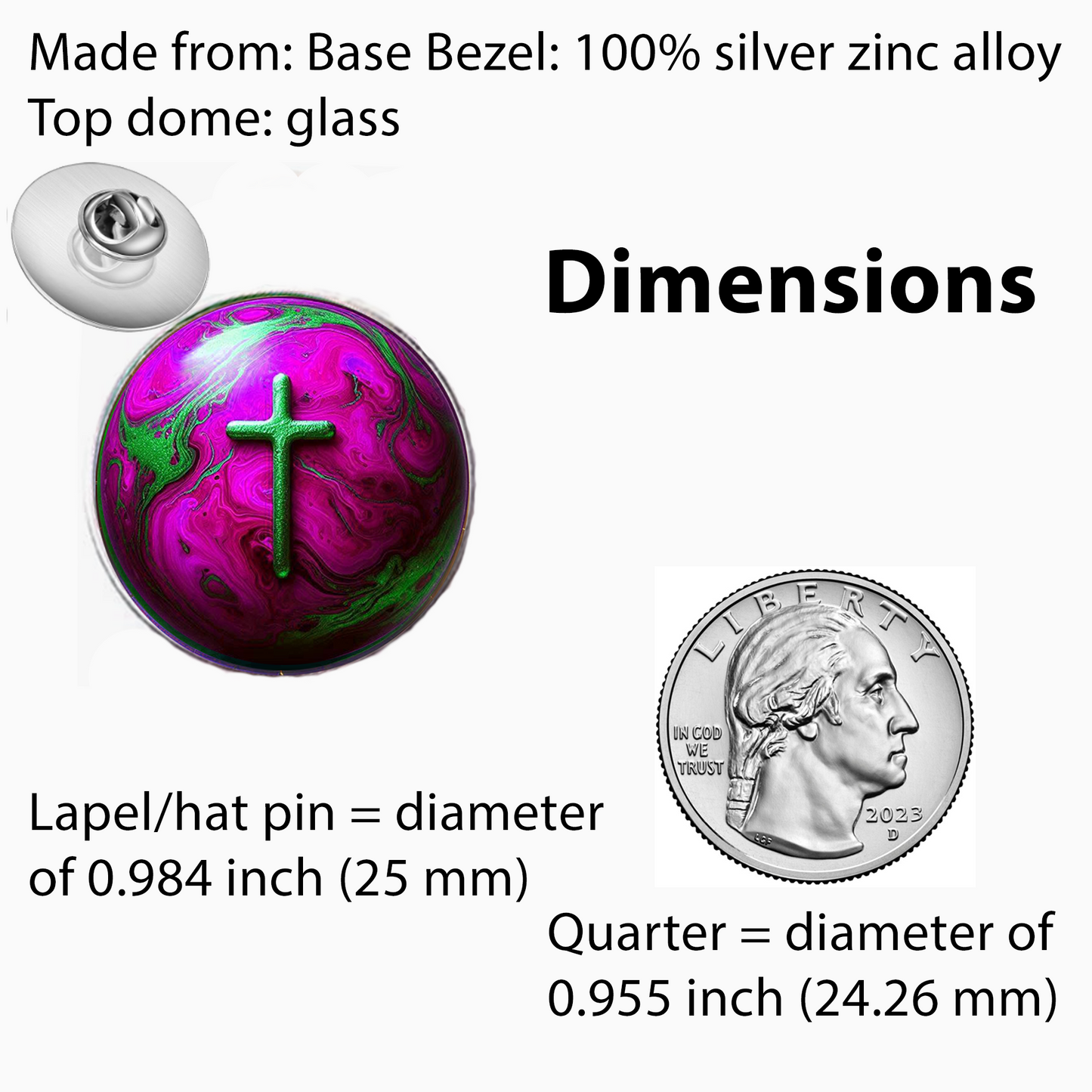 WORLD AND CROSS-PINK-LAPEL/HAT PIN