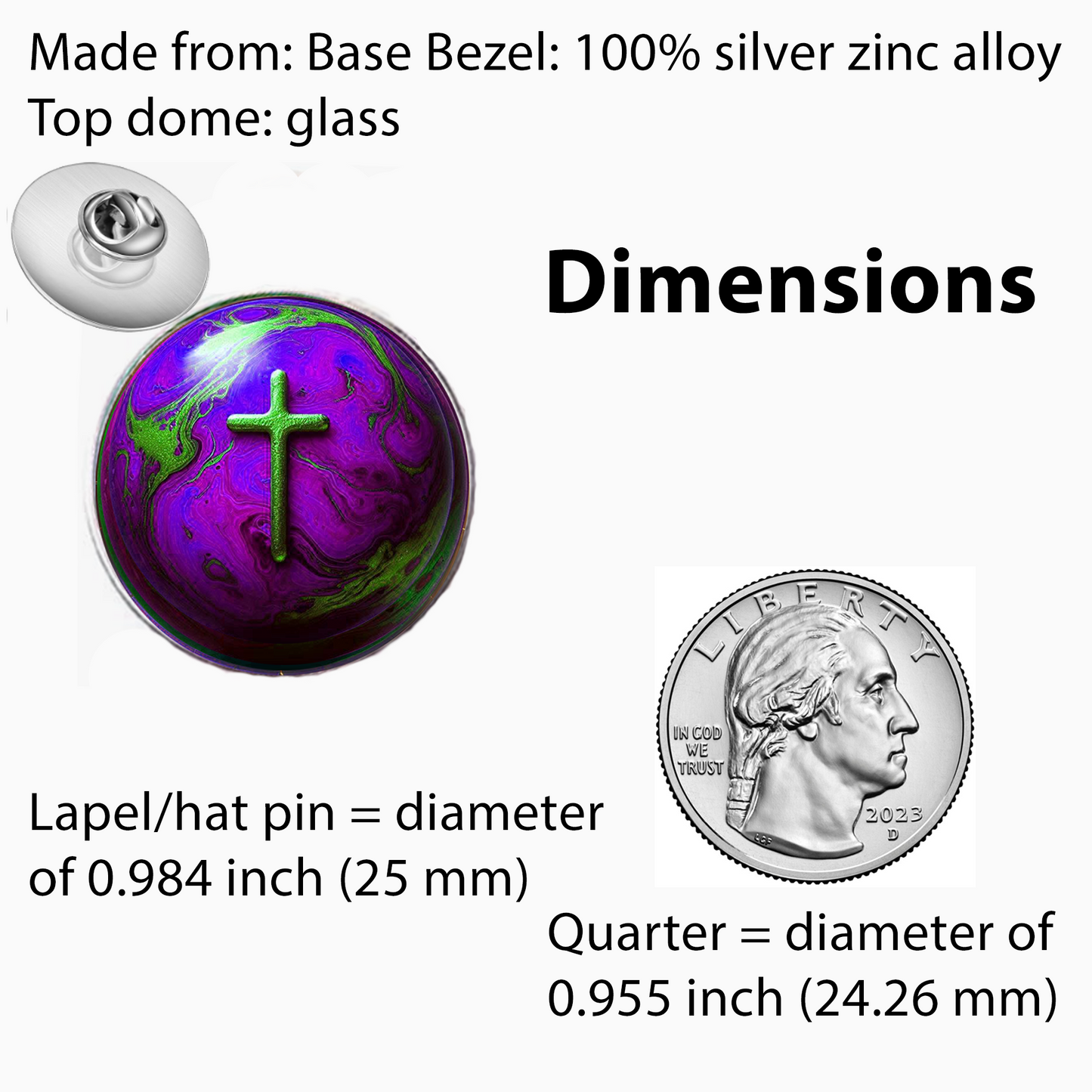 WORLD AND CROSS-PURPLE-LAPEL/HAT PIN