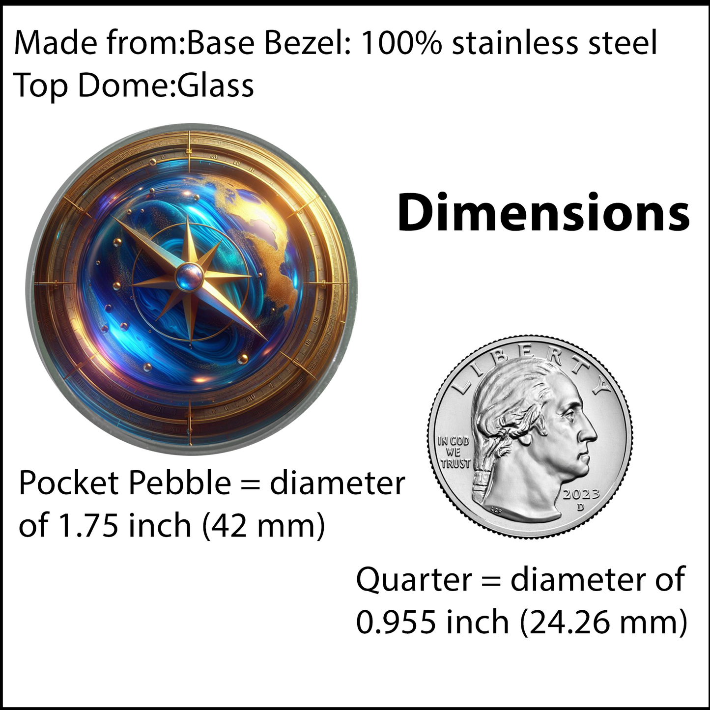 COMPASS-BLUE-POCKET PEBBLE