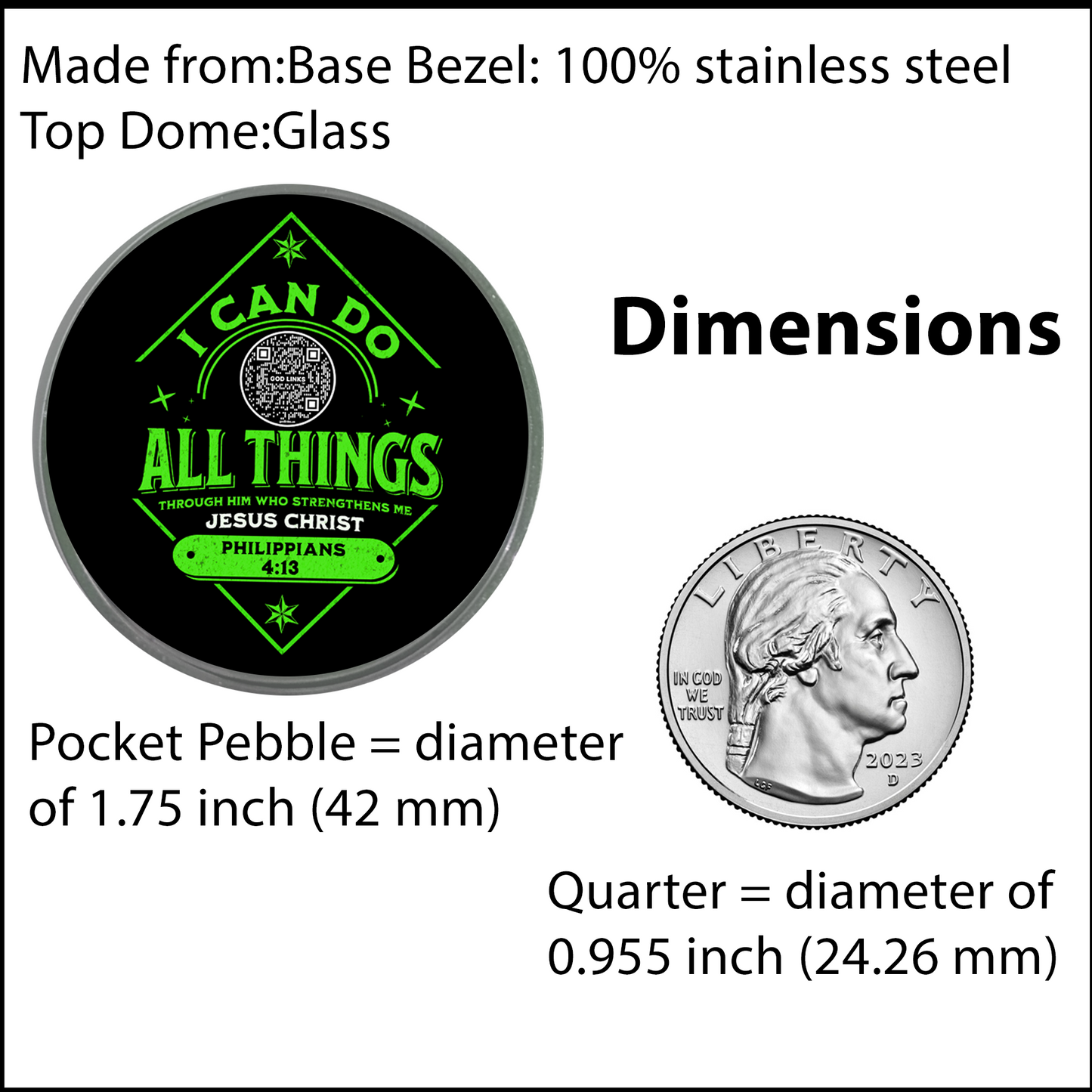 I CAN DO ALL THINGS-GREEN-POCKET PEBBLE