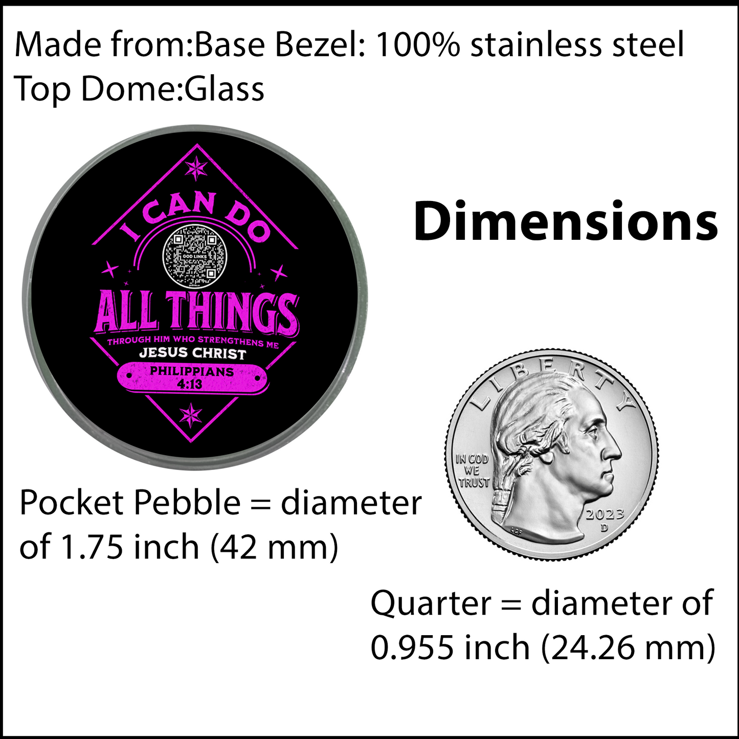 I CAN DO ALL THINGS-PINK-POCKET PEBBLE