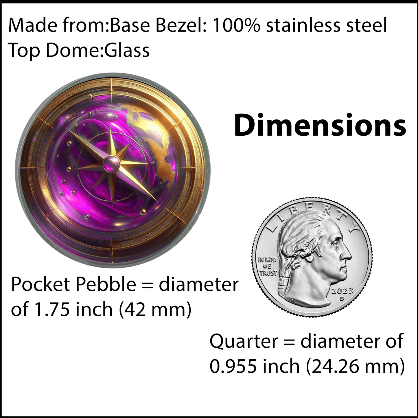 COMPASS-PINK-POCKET PEBBLE