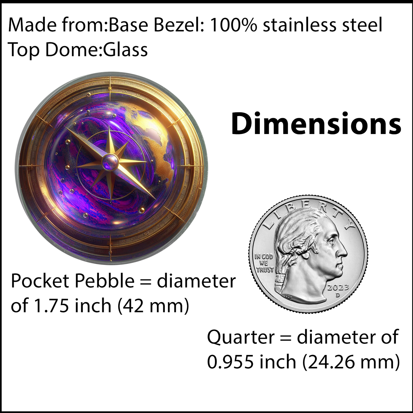 COMPASS-PURPLE-POCKET PEBBLE
