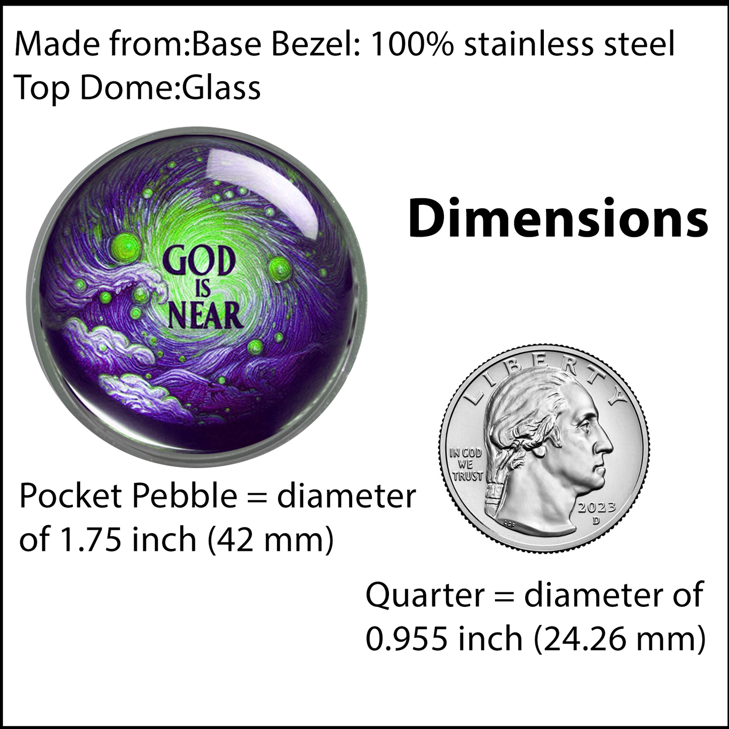 GOD IS NEAR-PURPLE-POCKET PEBBLE