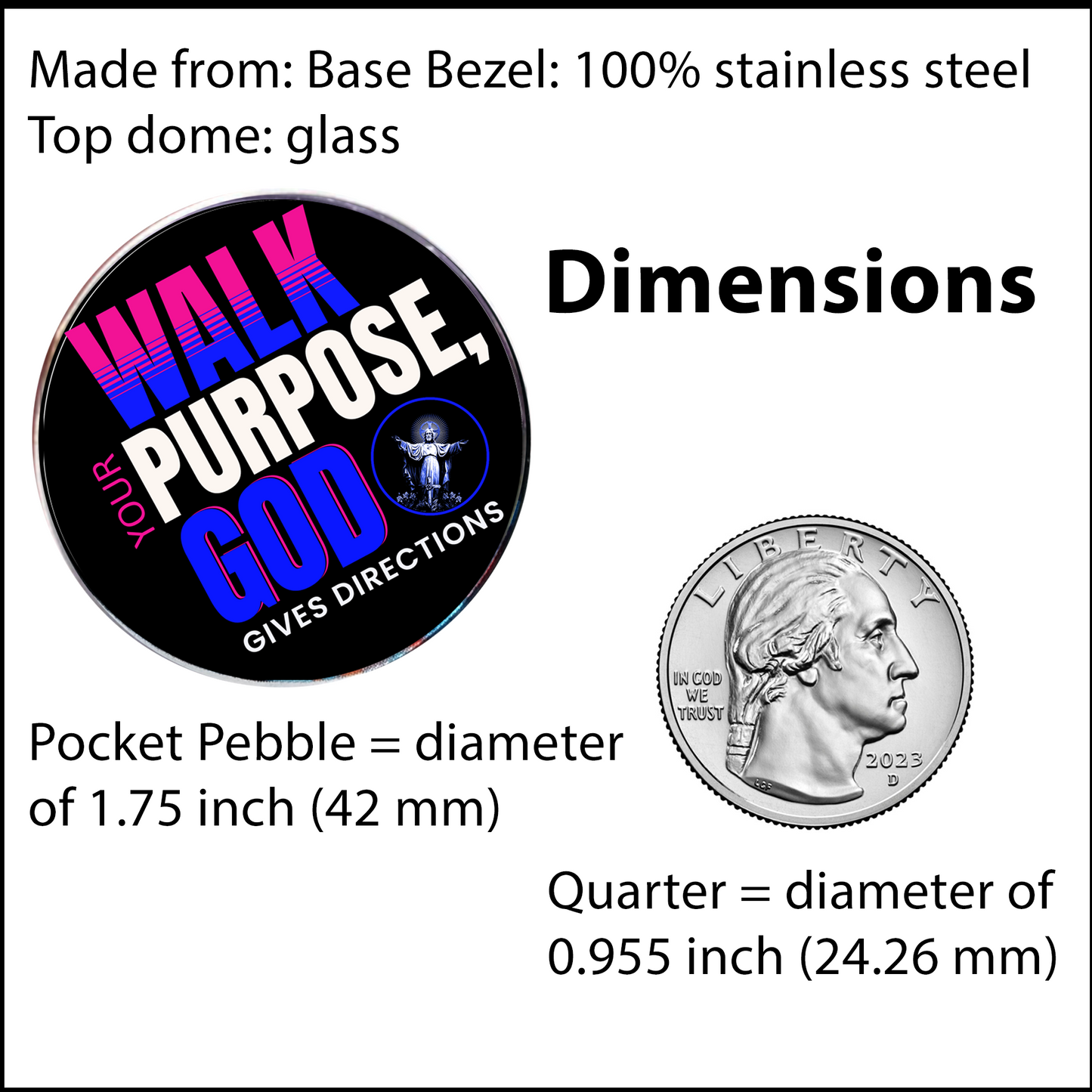 WALK YOUR PURPOSE-DARK BLUE-POCKET PEBBLE