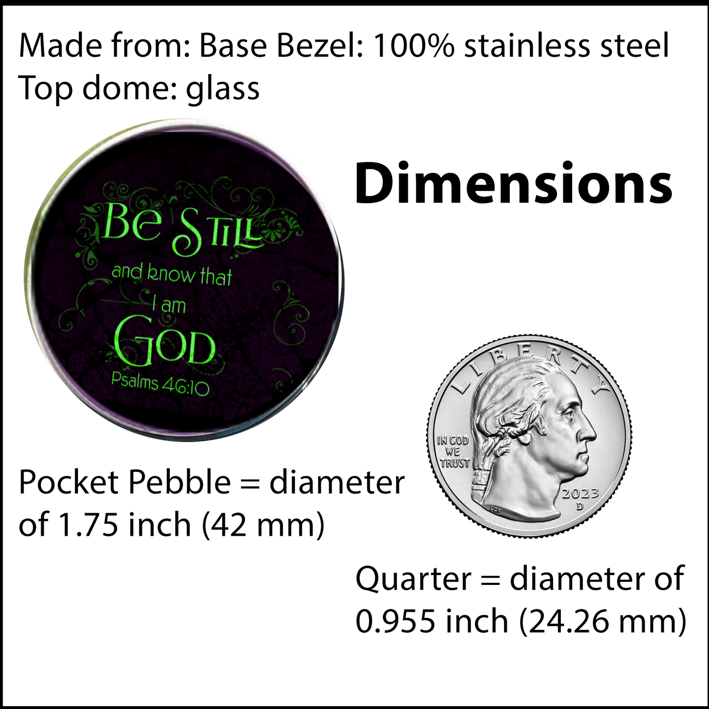 BE STILL-GREEN-POCKET PEBBLE