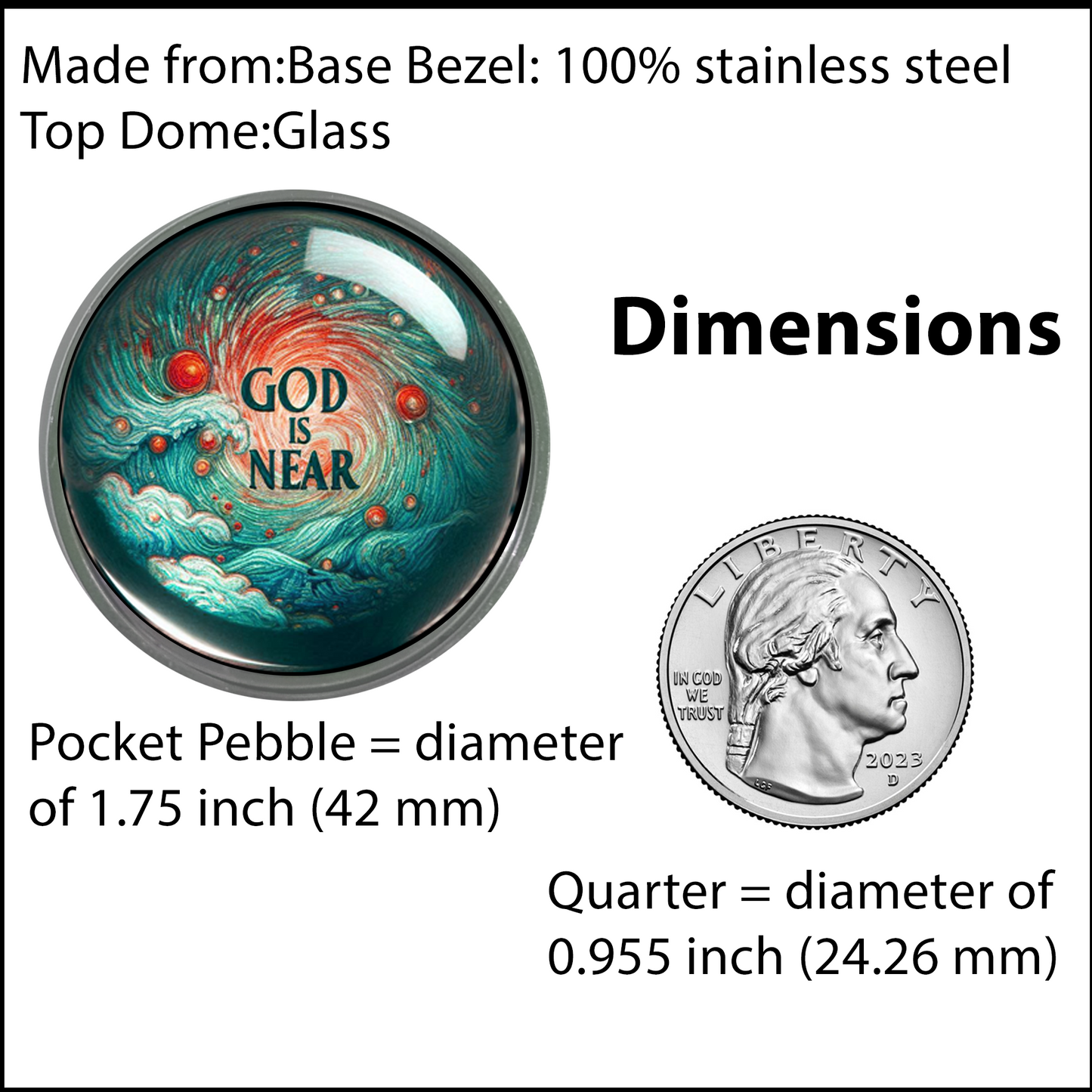 GOD IS NEAR-GREEN-POCKET PEBBLE
