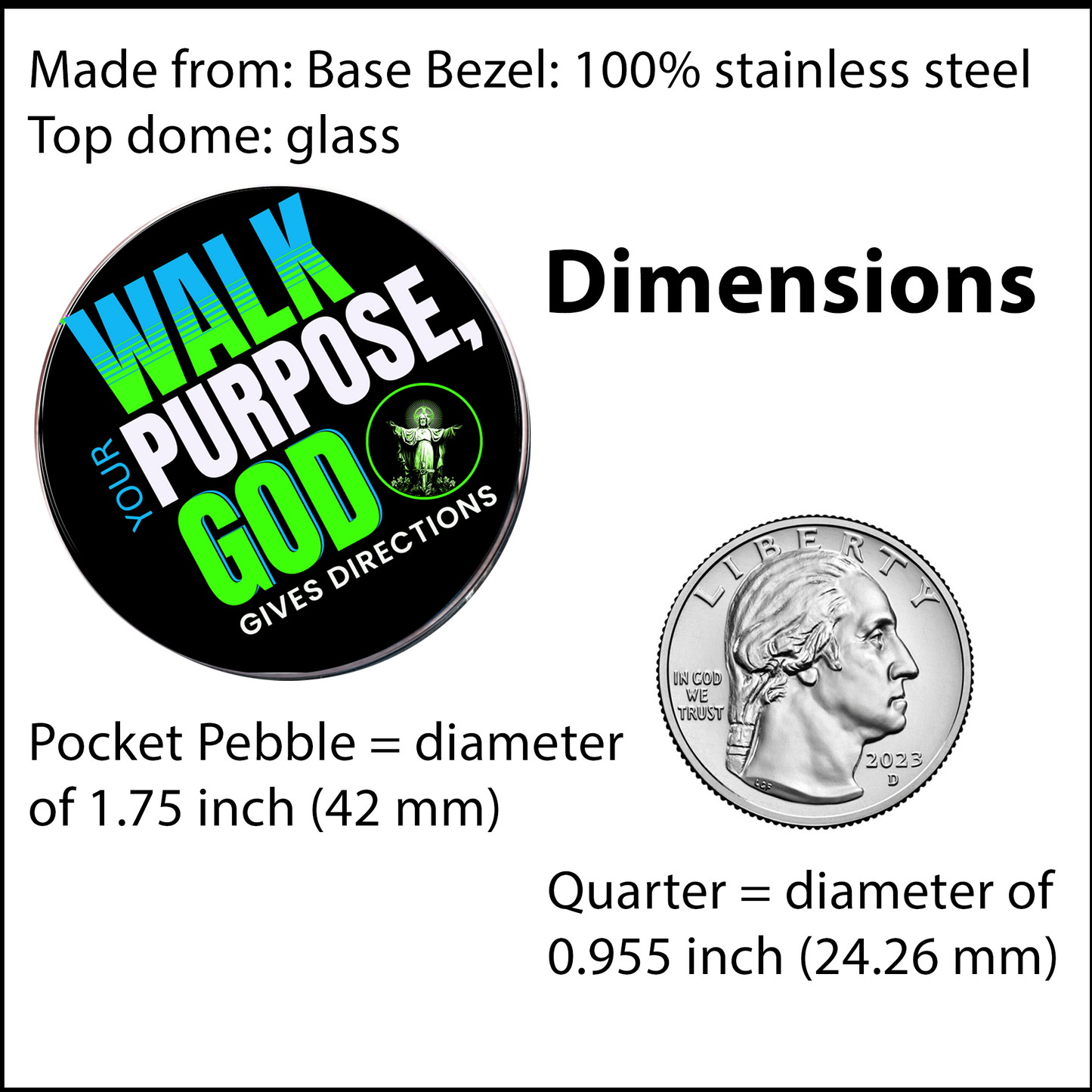 WALK YOUR PURPOSE-GREEN-POCKET PEBBLE