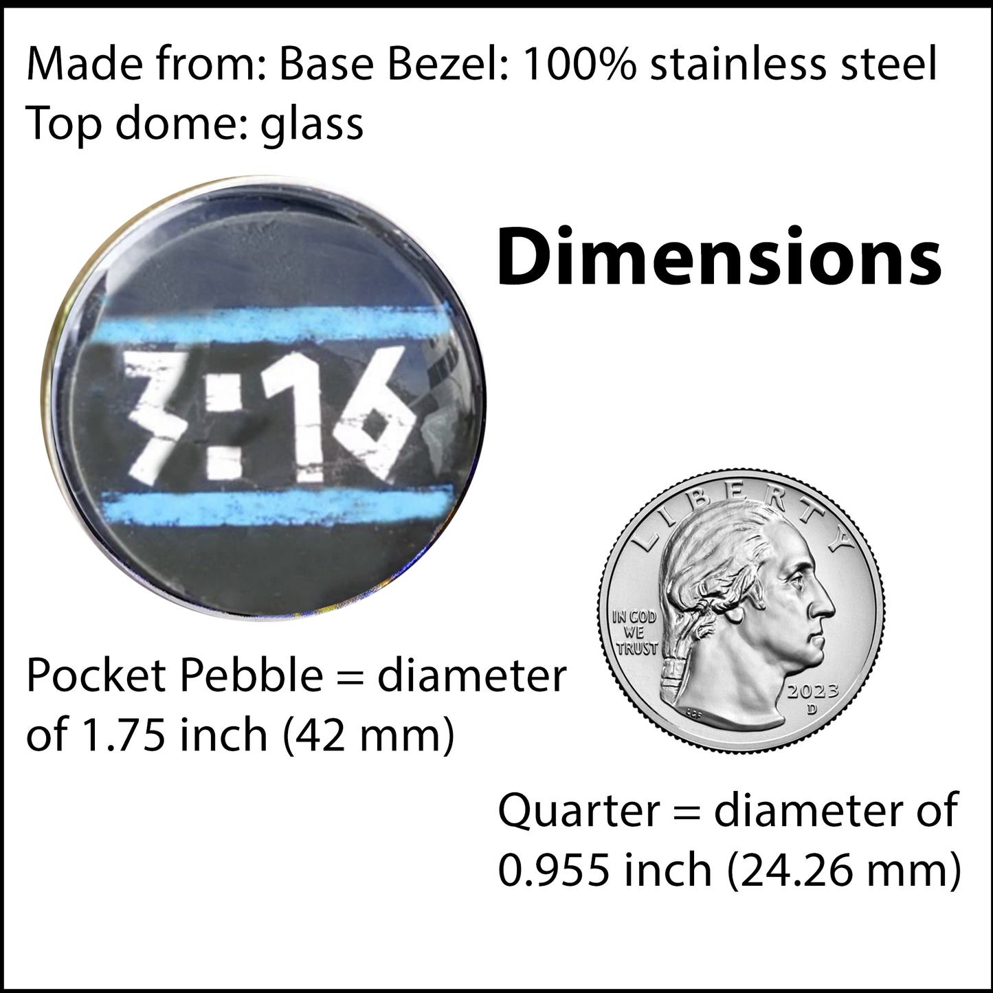 3:16-LIGHT BLUE POCKET PEBBLE