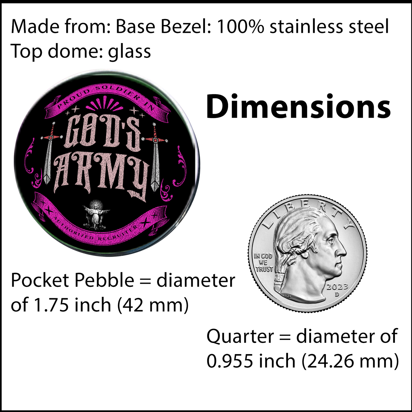 GODS ARMY-PINK-POCKET PEBBLE