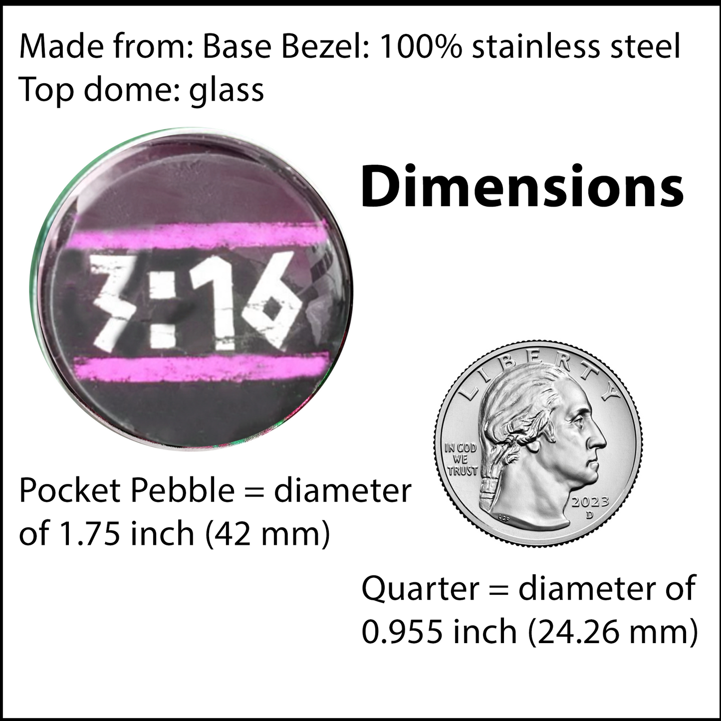 3:16-PINK-POCKET PEBBLE