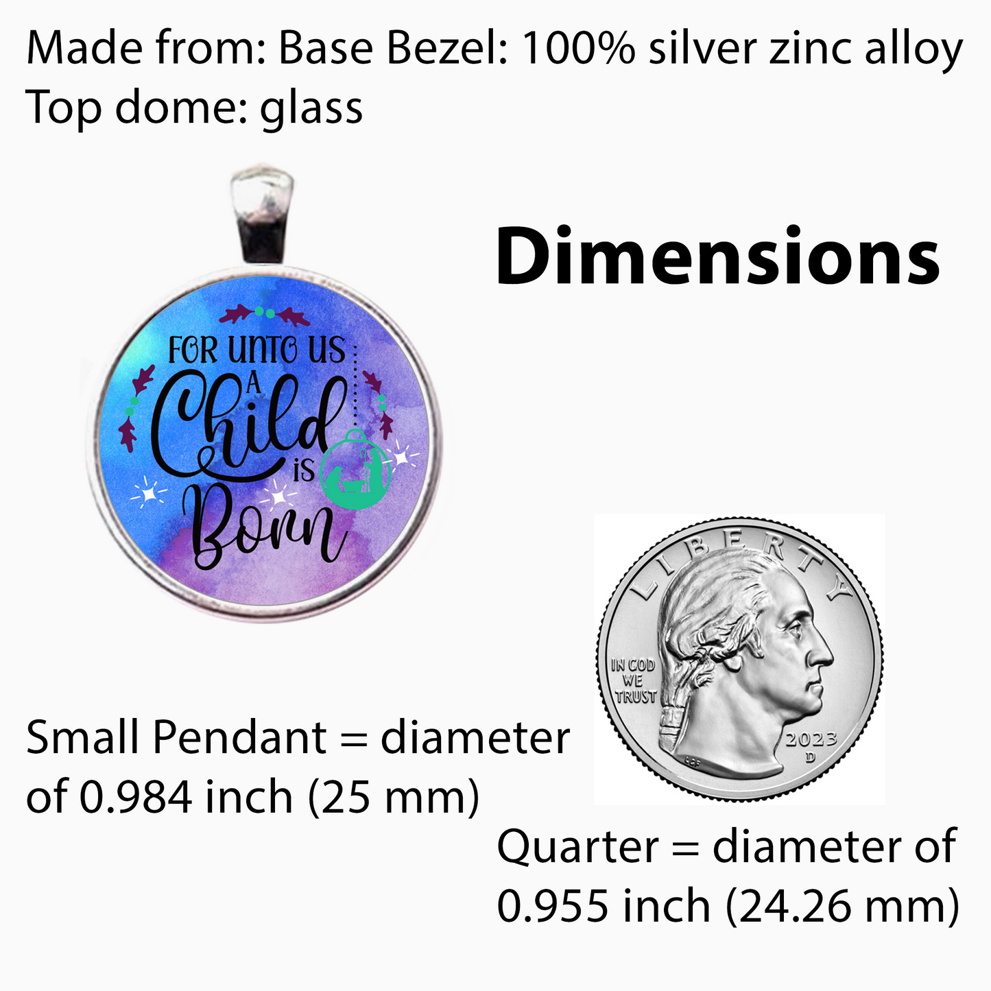 A CHILD IS BORN-BLUE-CHRISTMAS-SM PENDANT