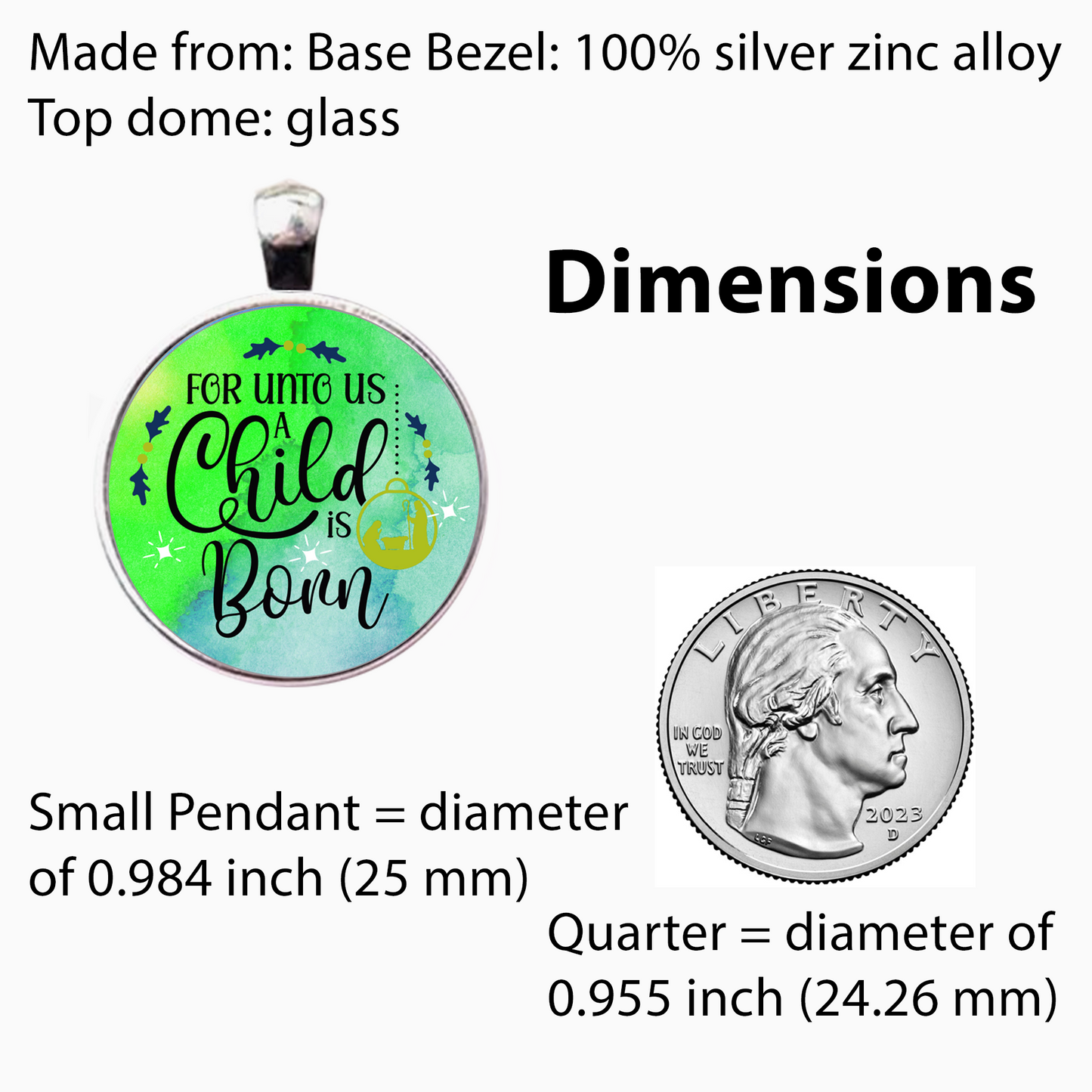 A CHILD IS BORN GREEN CHRISTMAS SM PENDANT