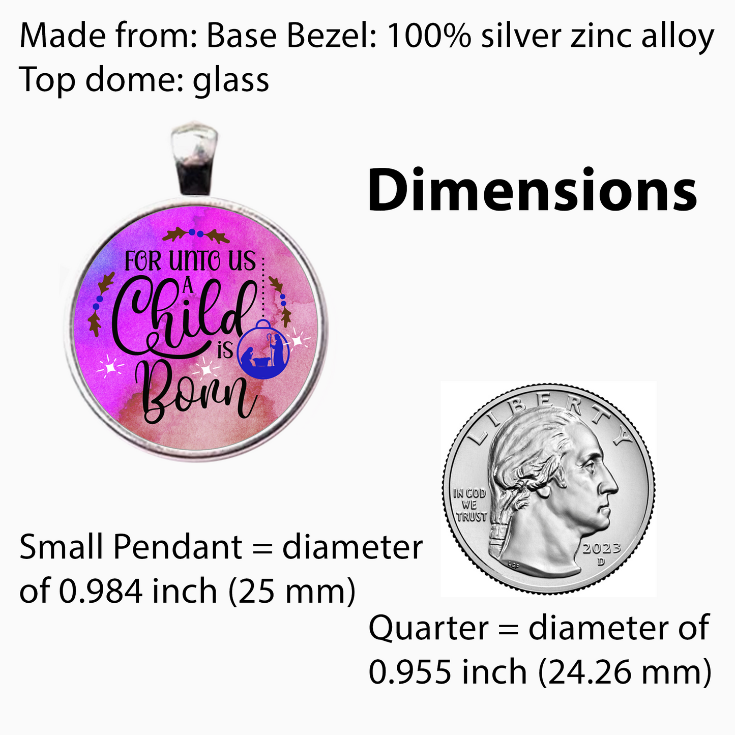 A CHILD IS BORN- PINK-CHRISTMAS SM PENDANT