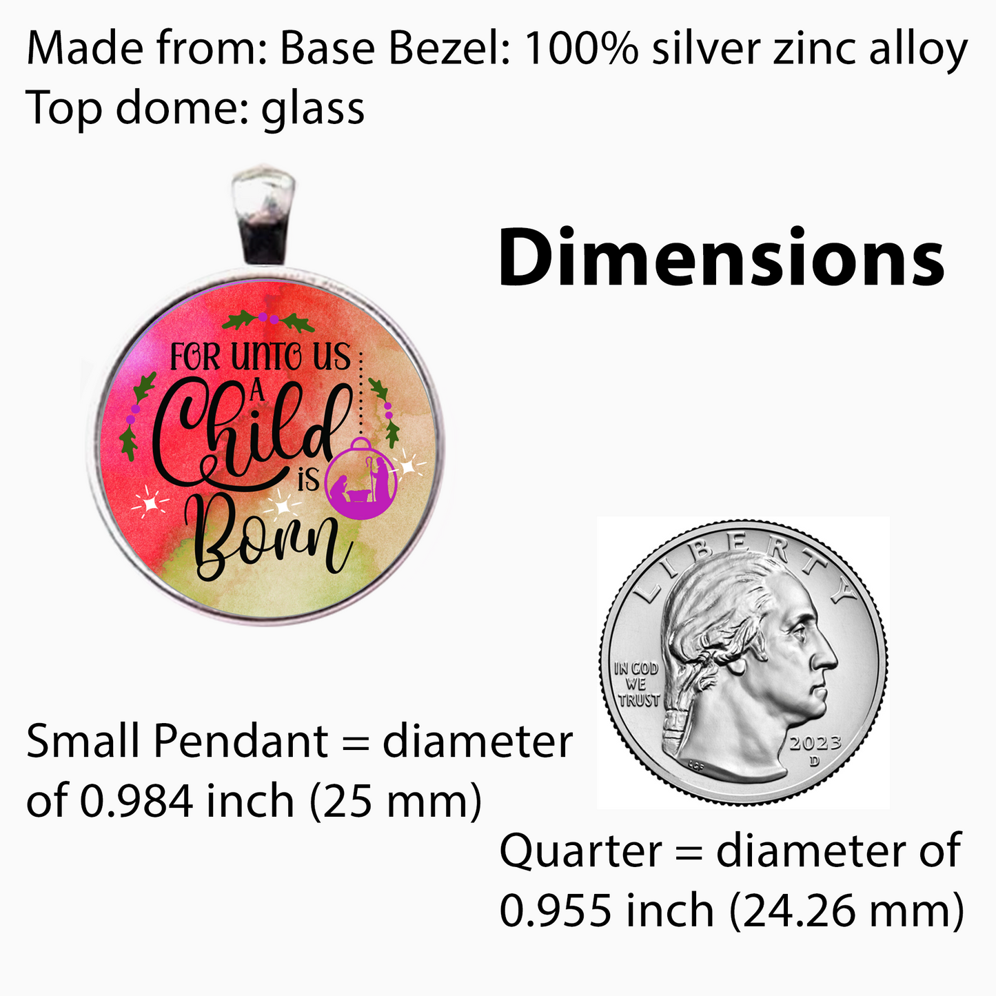 A CHILD IS BORN-RED-CHRISTMAS SM PENDANT