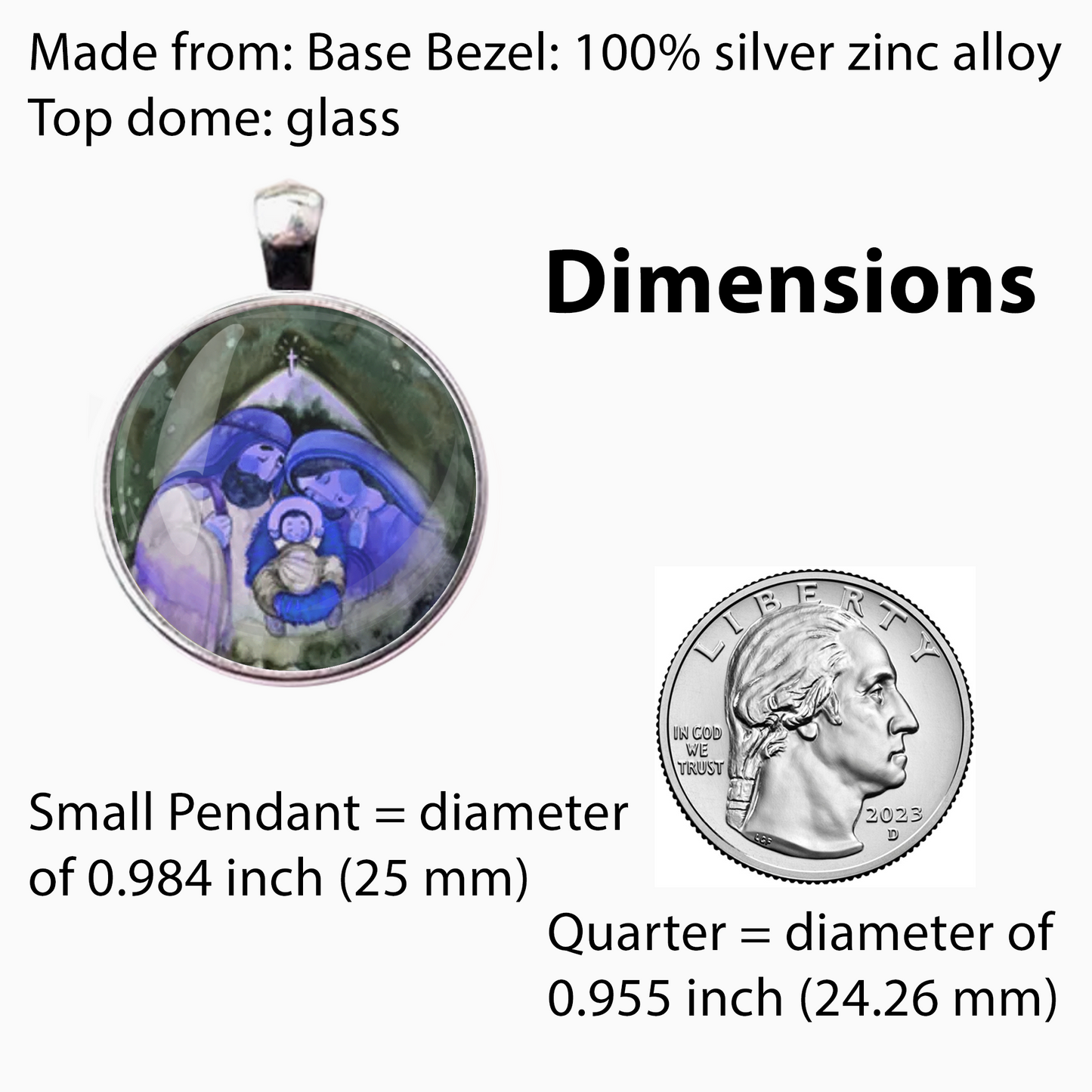 JESUS MARY JOSEPH-BLUE-CHRISTMAS-SM PENDANT