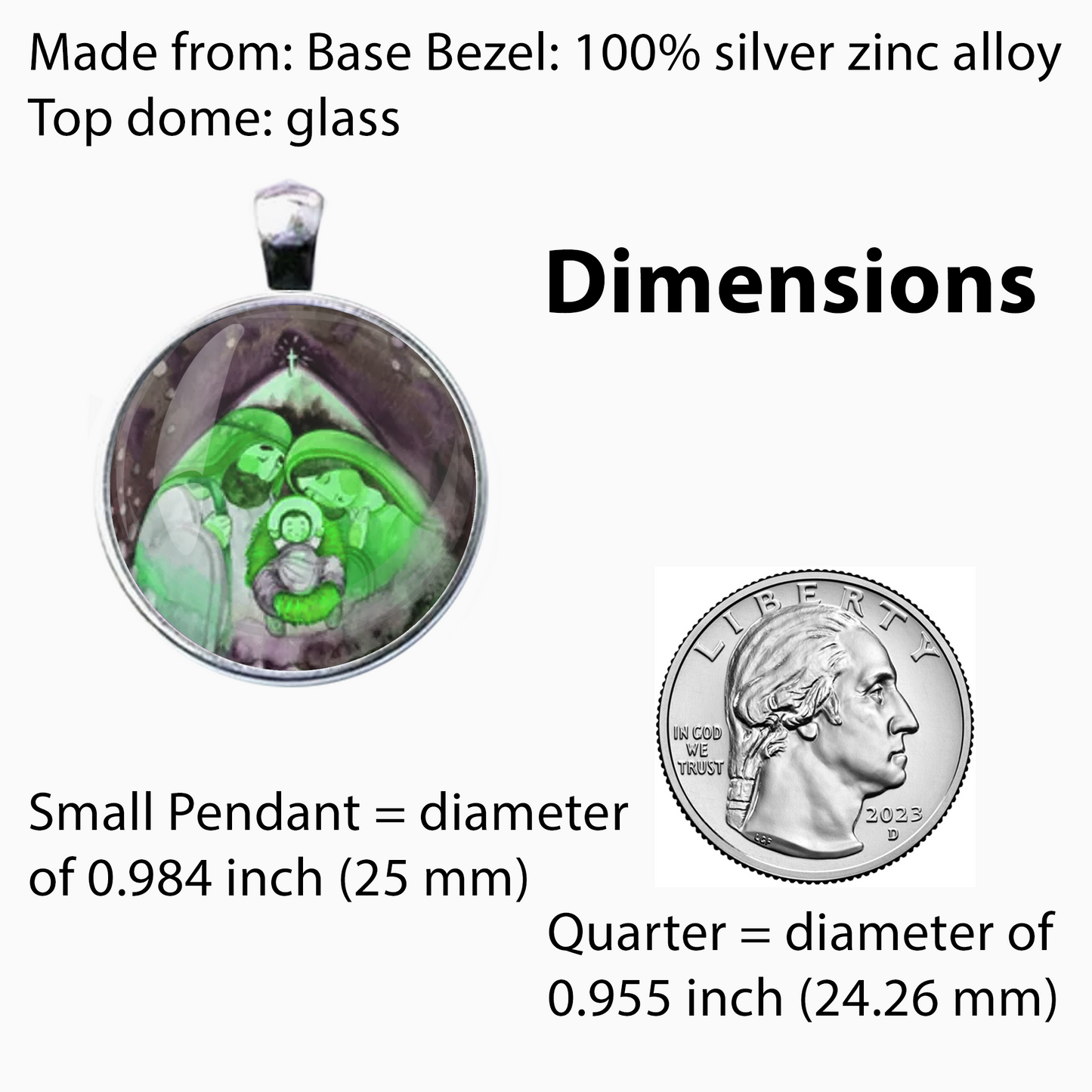 JESUS MARY JOSEPH-GREEN-CHRISTMAS SM PENDANT