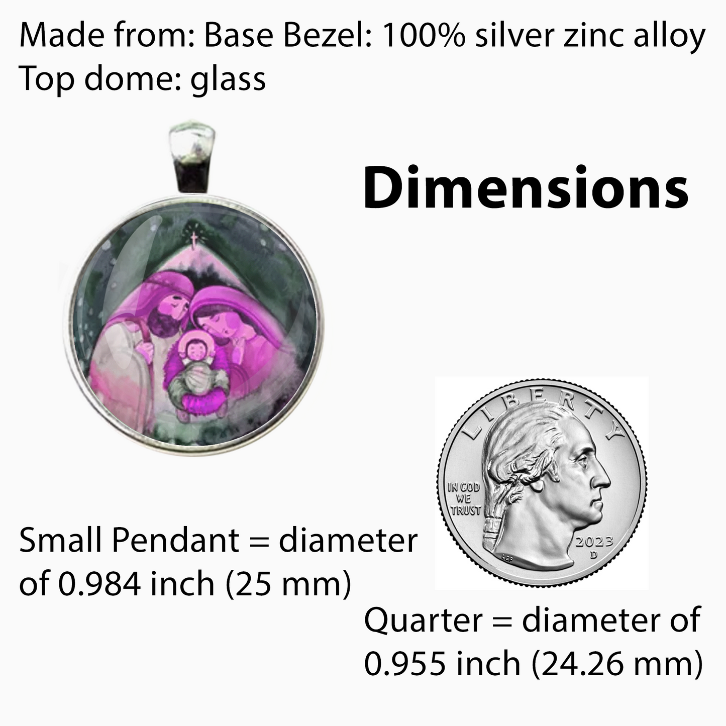 JESUS MARY JOSEPH PINK CHRISTMAS SM PENDANT