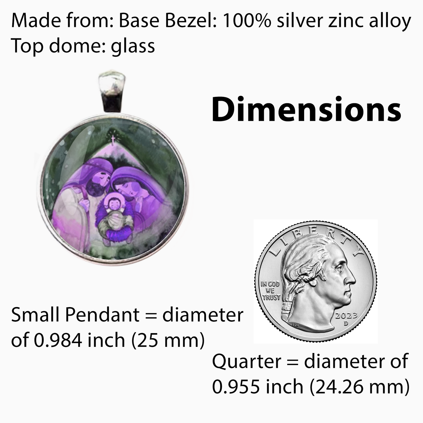 JESUS MARY JOSEPH-PURPLE-CHRISTMAS-SM PENDANT