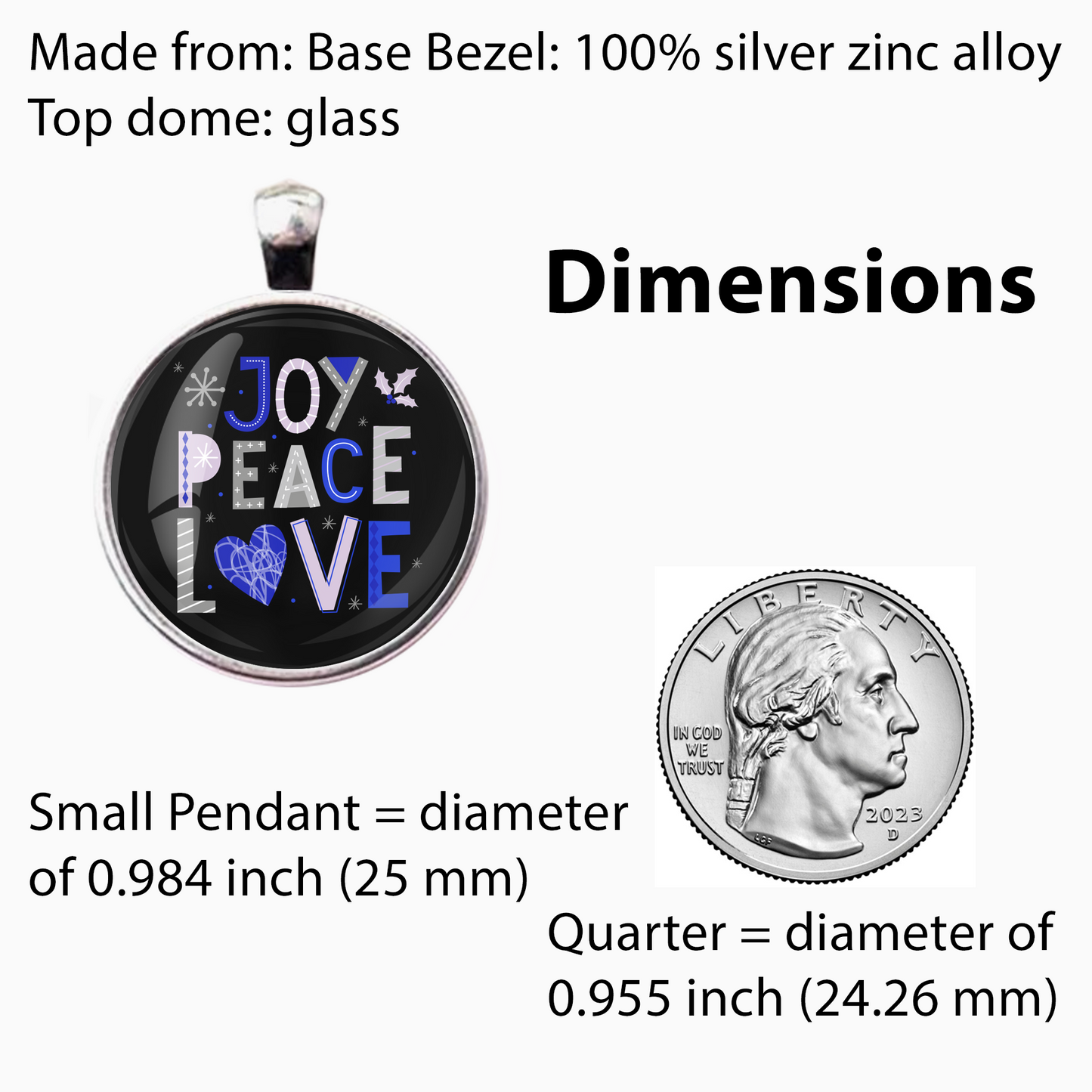 JOY PEACE LOVE-BLUE-CHRISTMAS SM PENDANT