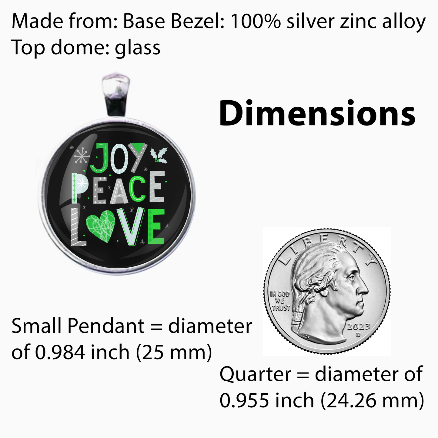 JOY PEACE LOVE-GREEN-CHRISTMAS SM PENDANT