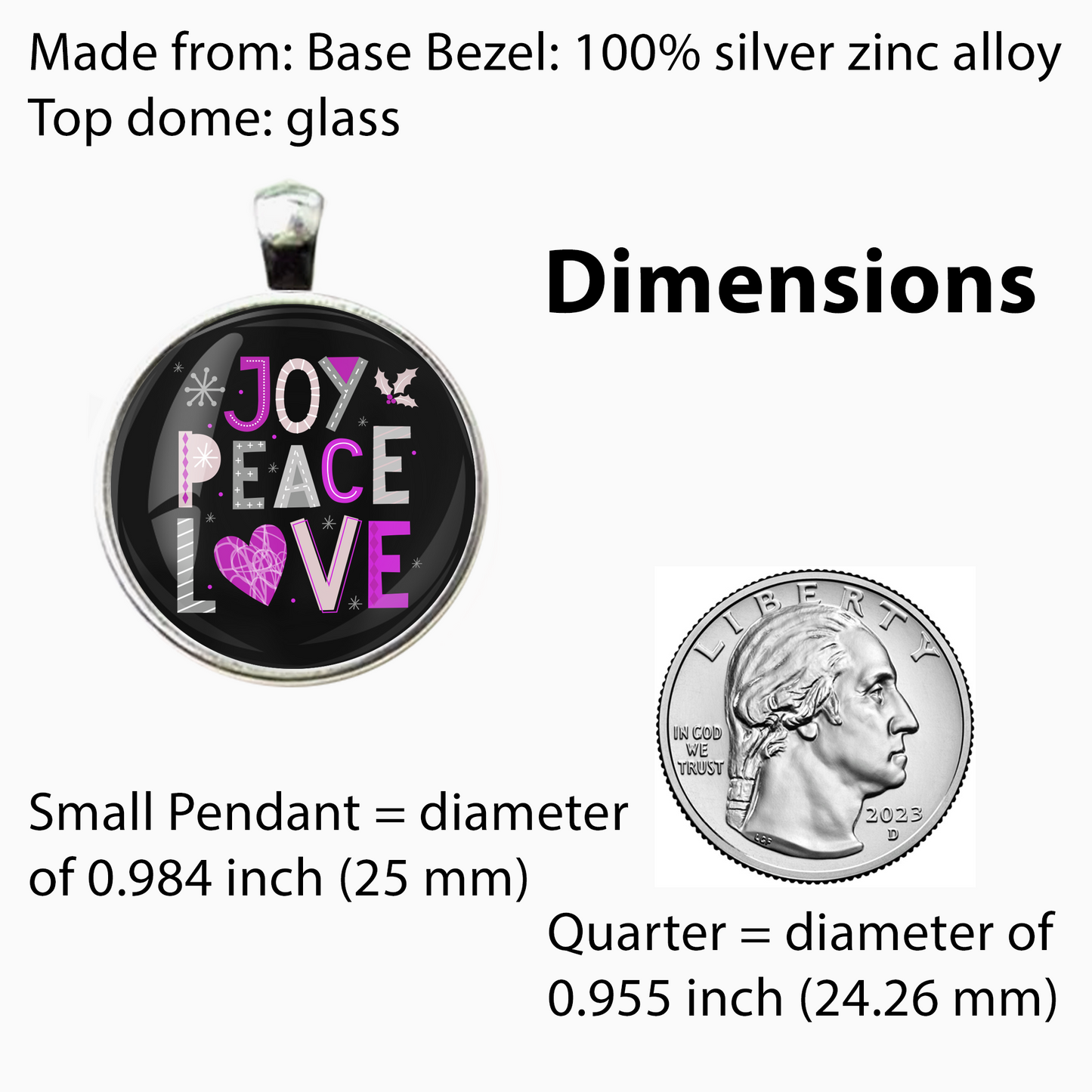 JOY PEACE LOVE-PINK-CHRISTMAS SM PENDANT