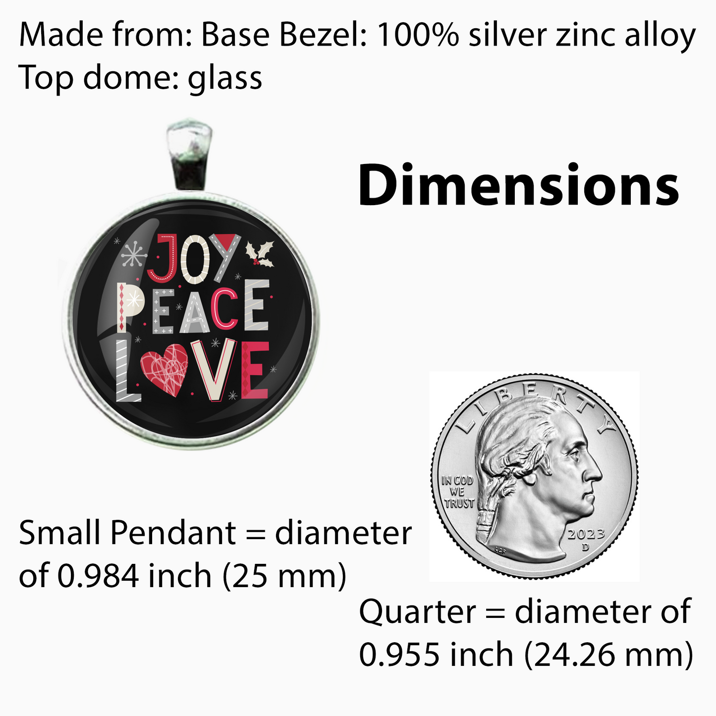 JOY PEACE LOVE-RED-CHRISTMAS SM PENDANT