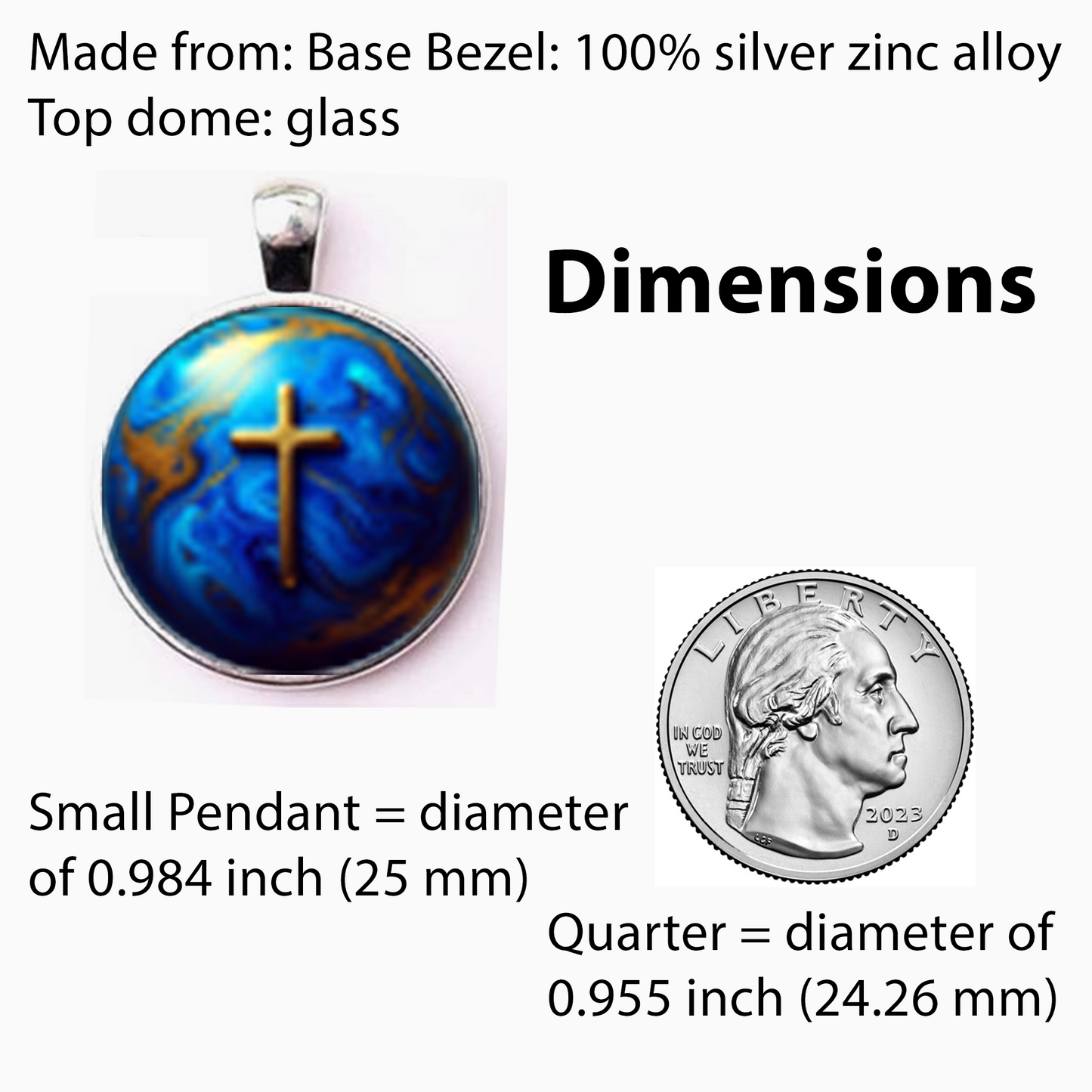 WORLD AND CROSS-BLUE-SMALL PENDANT