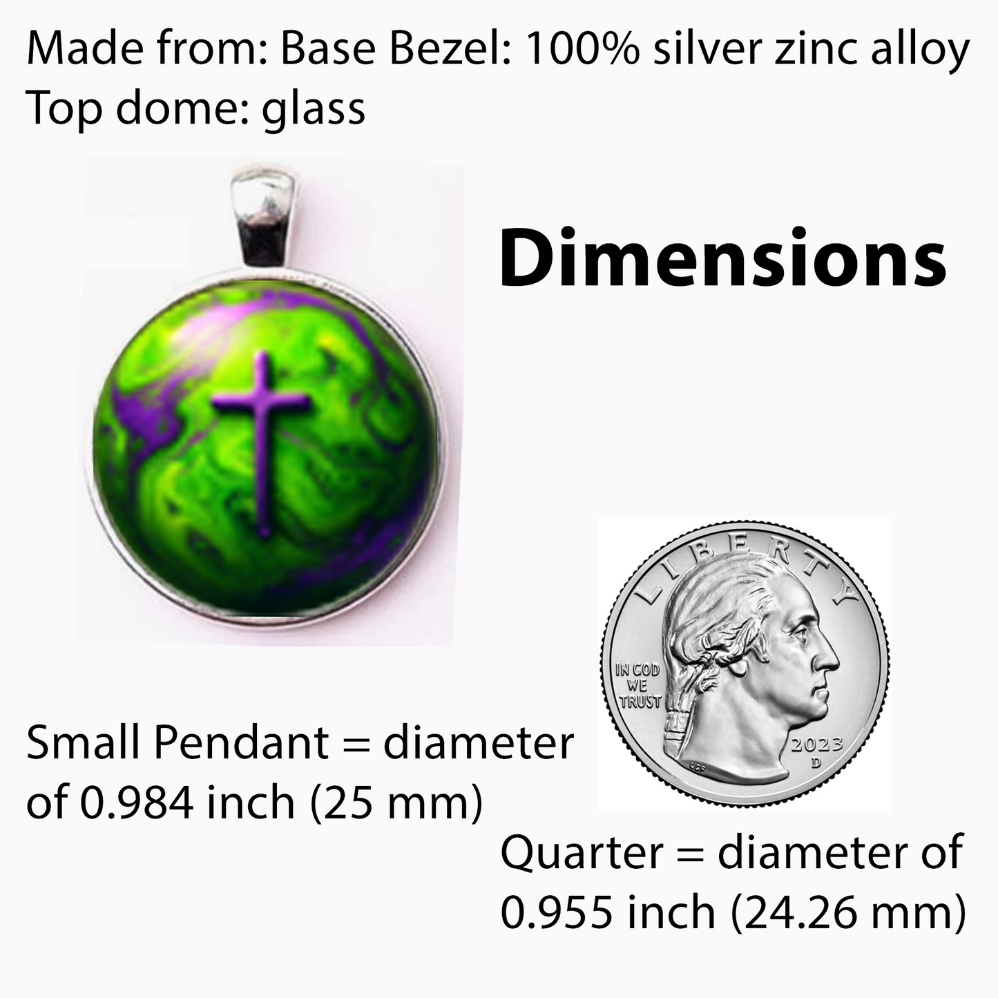 WORLD AND CROSS-GREEN-SMALL PENDANT
